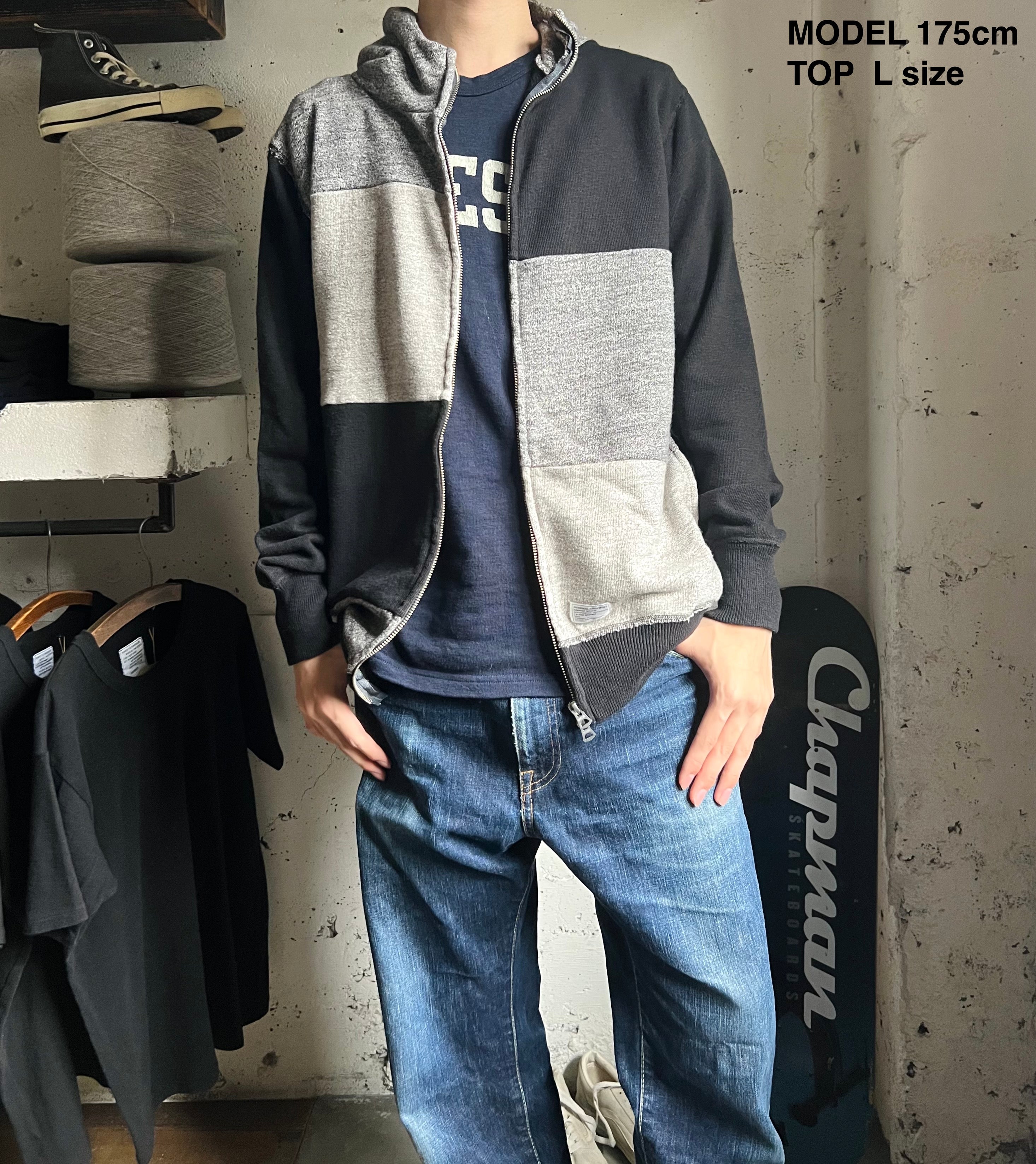 Device Factory  Patchwork hoodie zip-up A long-selling longtime