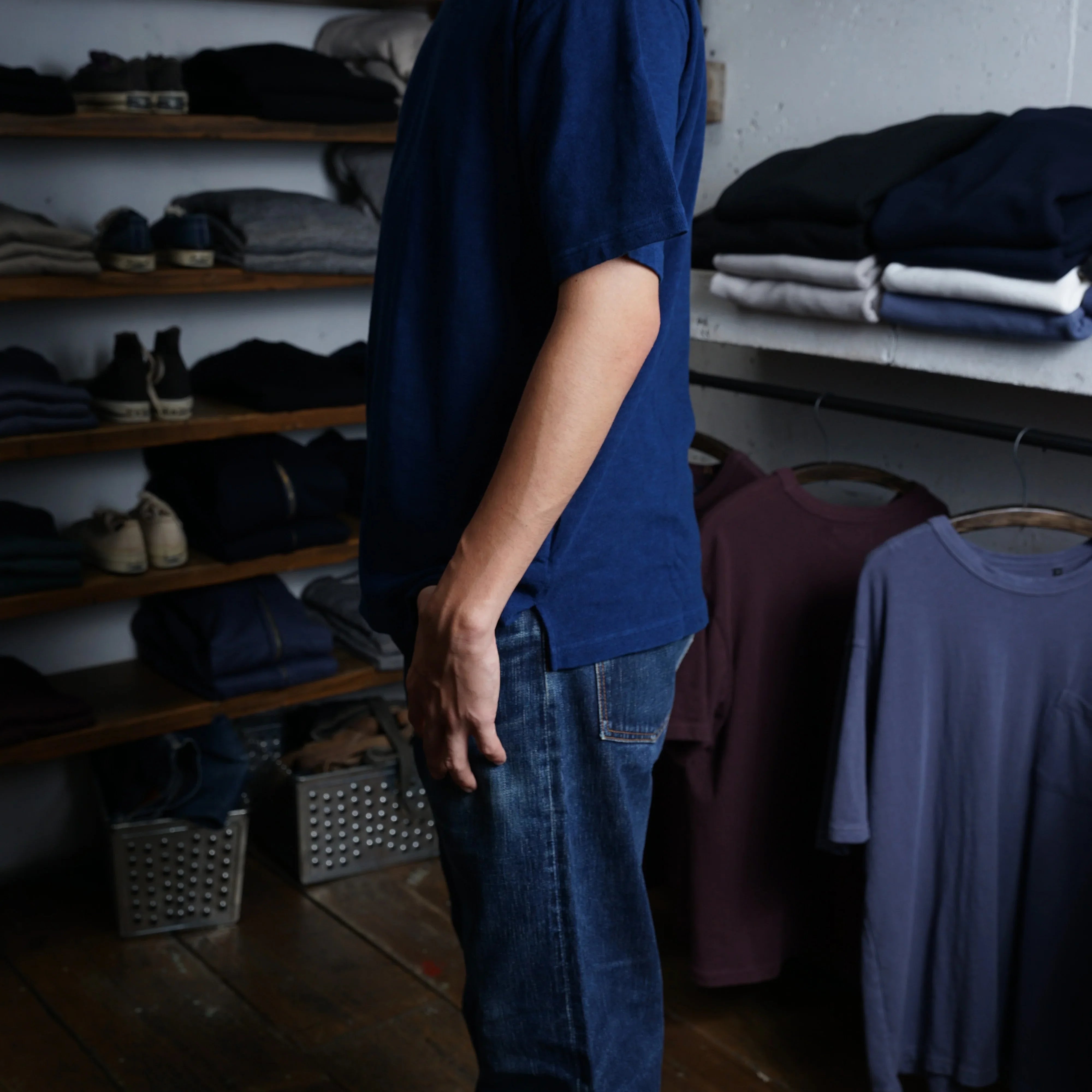 Indigo Cotton Wide Tshirt - DEVISE FACTORY