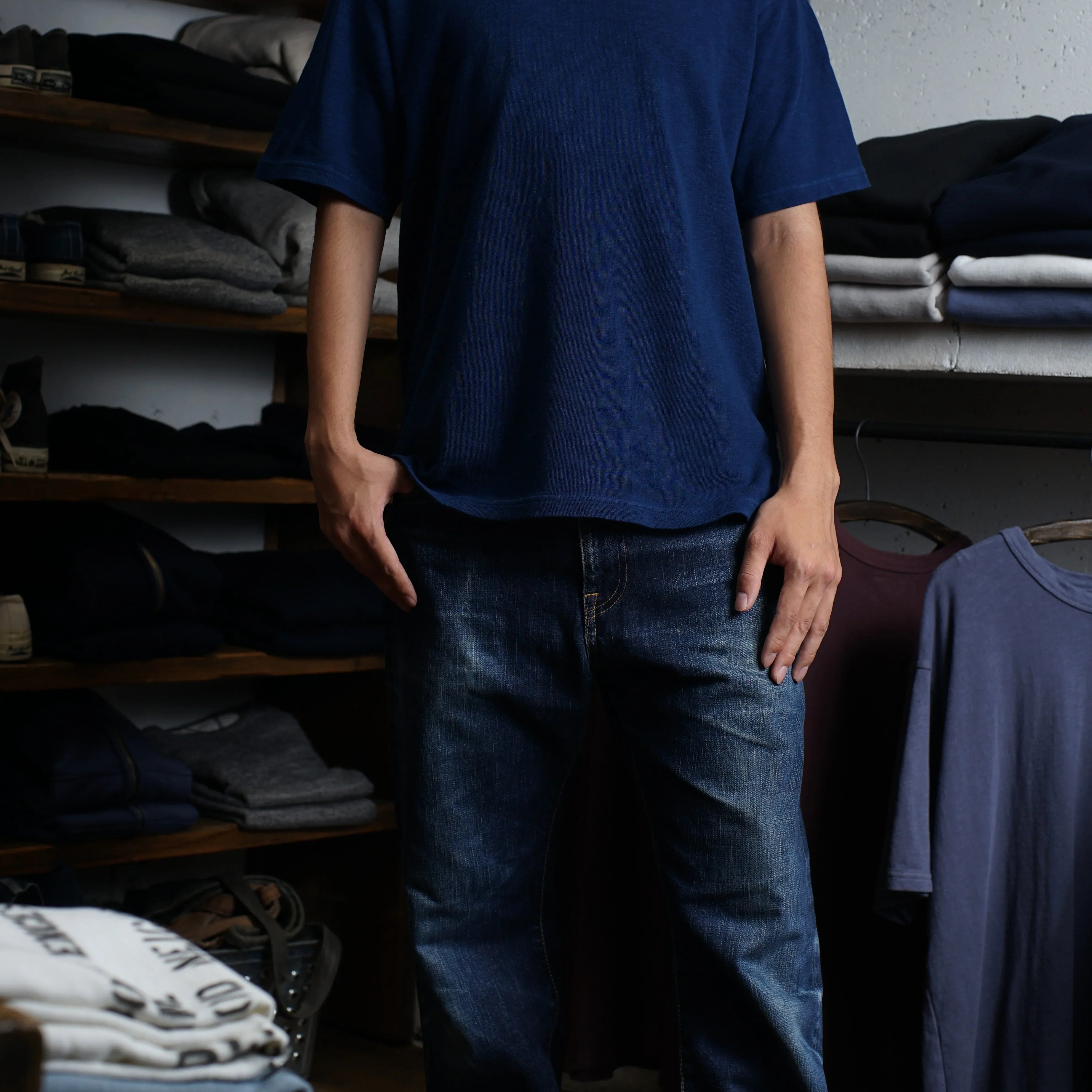 Indigo Cotton Wide Tshirt - DEVISE FACTORY