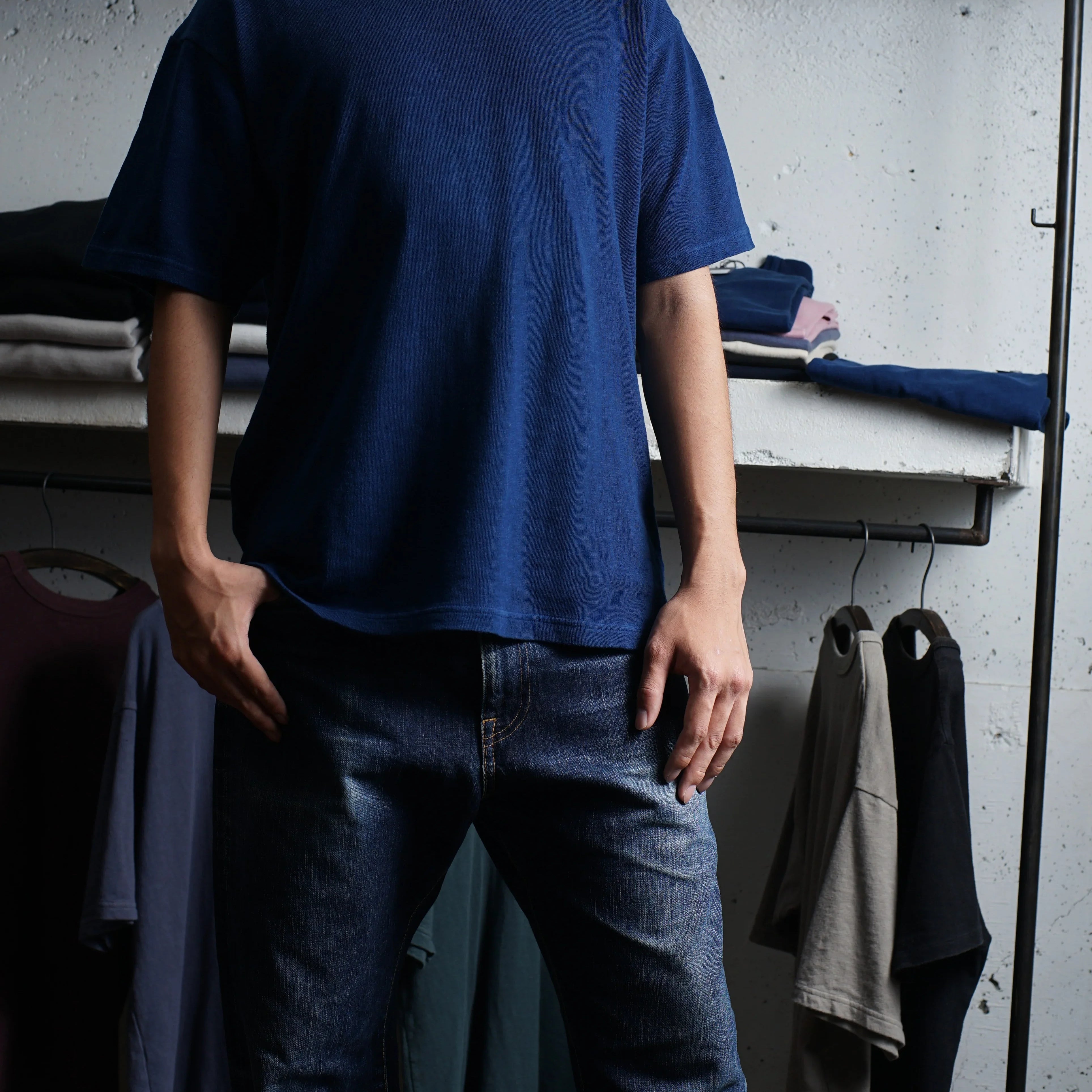 Indigo Cotton Wide Tshirt - DEVISE FACTORY