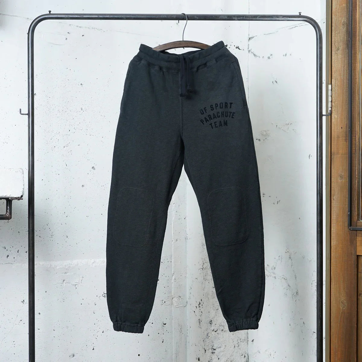 Cotton Straight-leg Sweatpants with Flock Print - DEVISE FACTORY