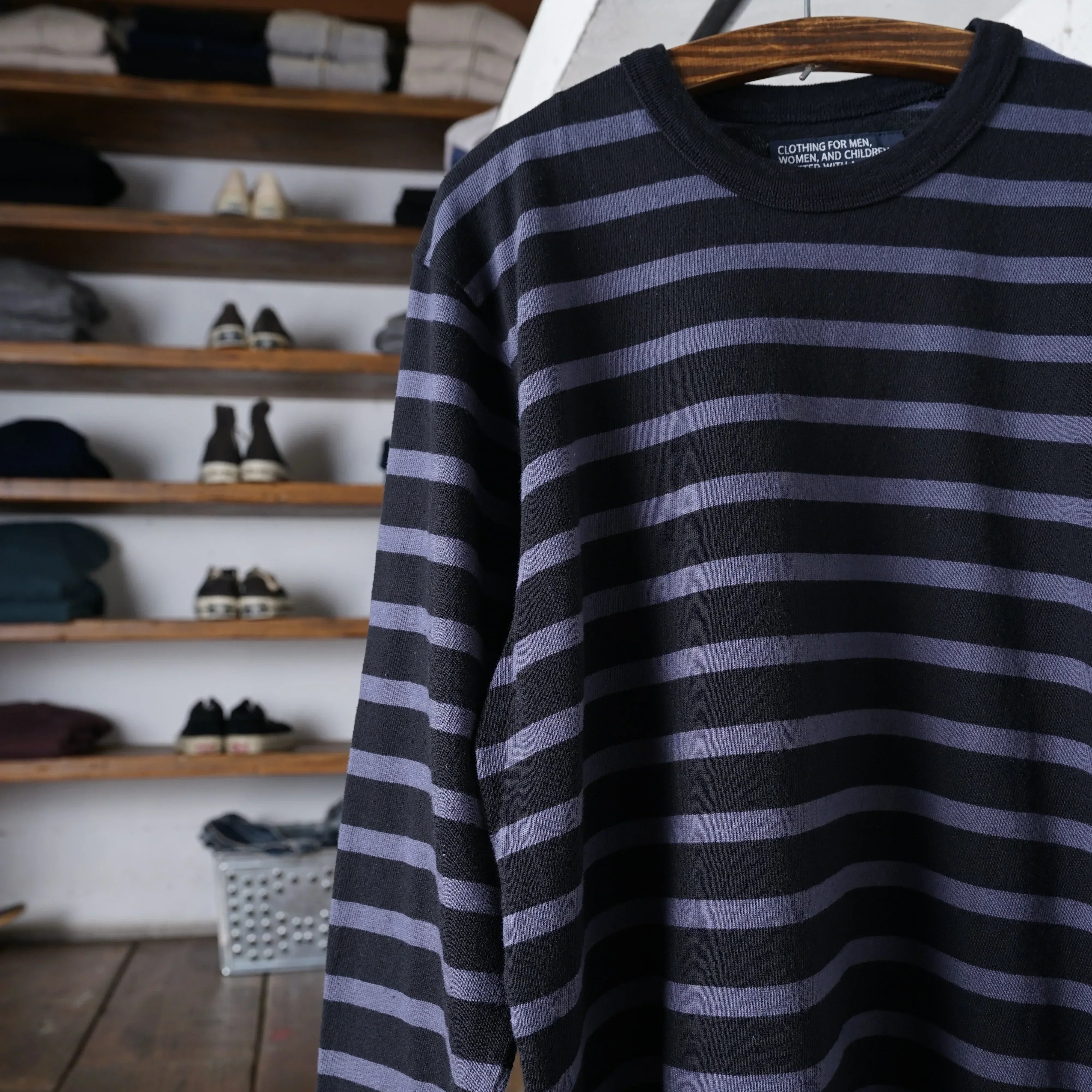 Cotton Relax Long Sleeve Border Tshirt - DEVISE FACTORY