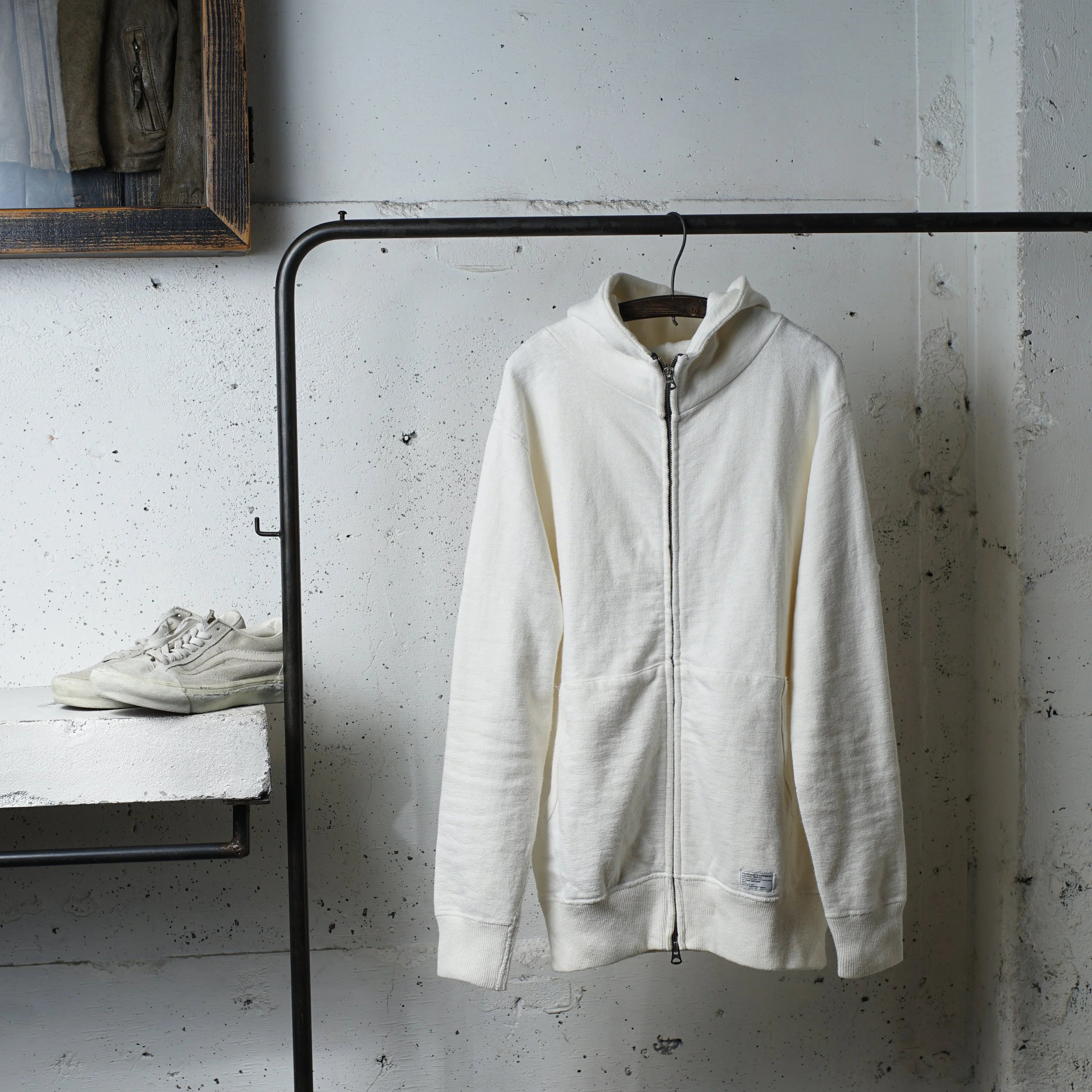 Cotton Zip Hoodie with Label & Print - DEVISE FACTORY