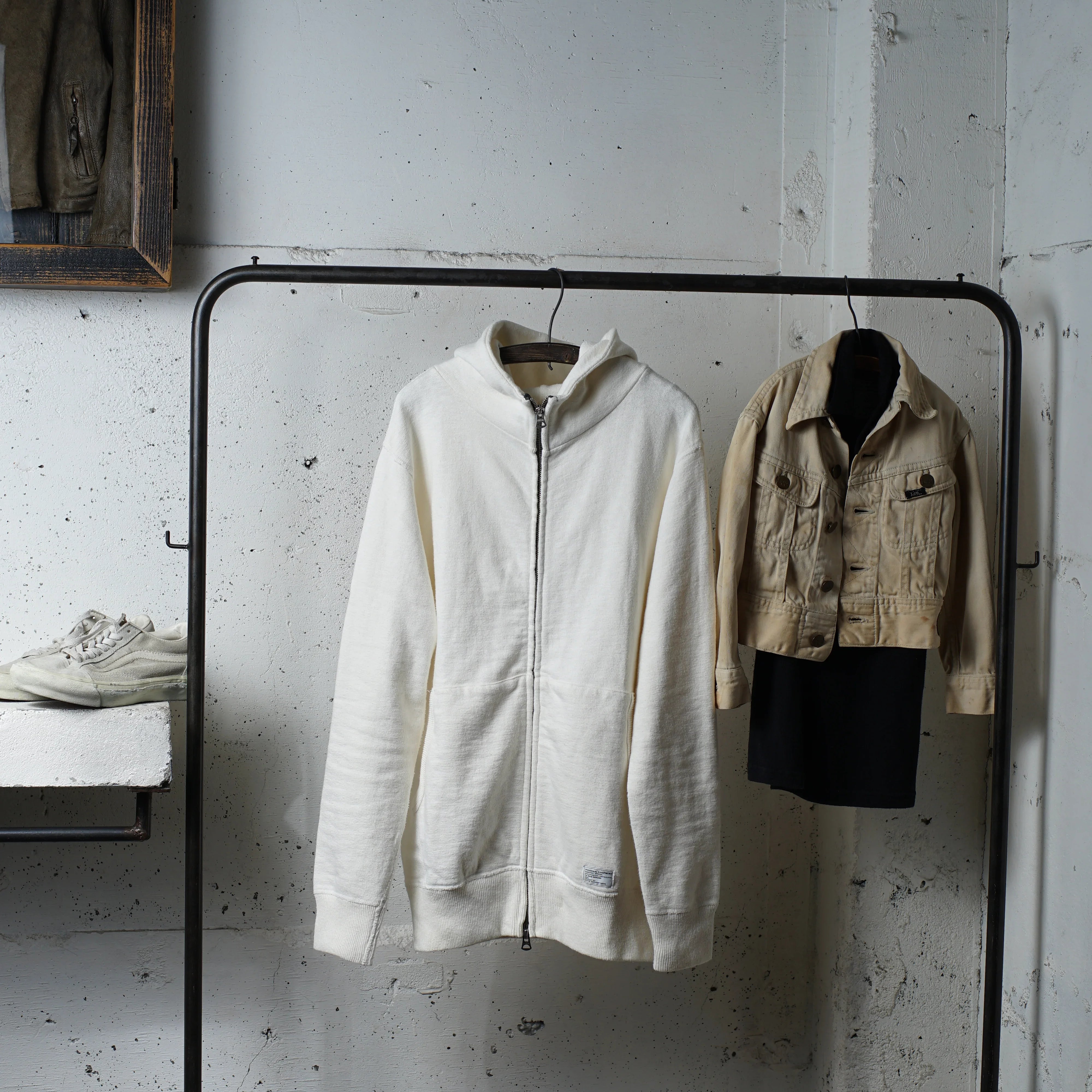Cotton Zip Hoodie with Label & Print - DEVISE FACTORY