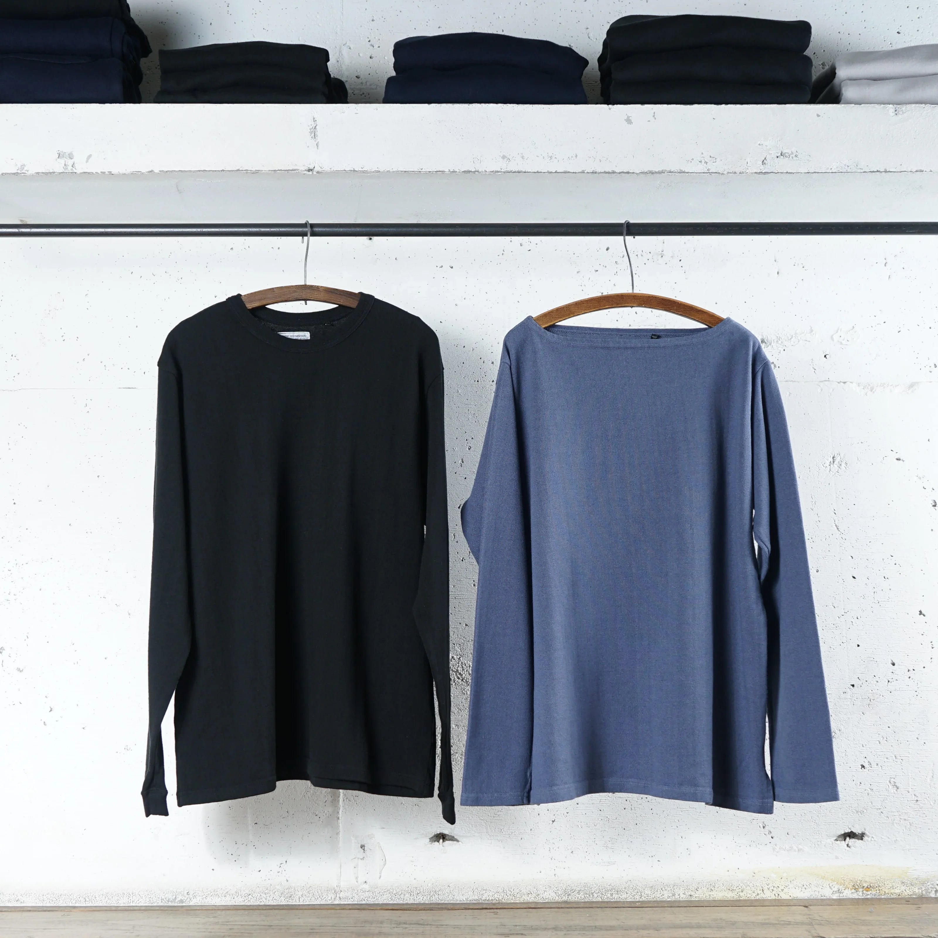 Cotton Rayon Relax Boat Neck Long Sleeve Tshirt - DEVISE FACTORY