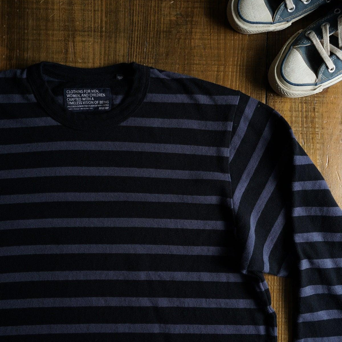 Cotton Relax Long Sleeve Border Tshirt - DEVISE FACTORY