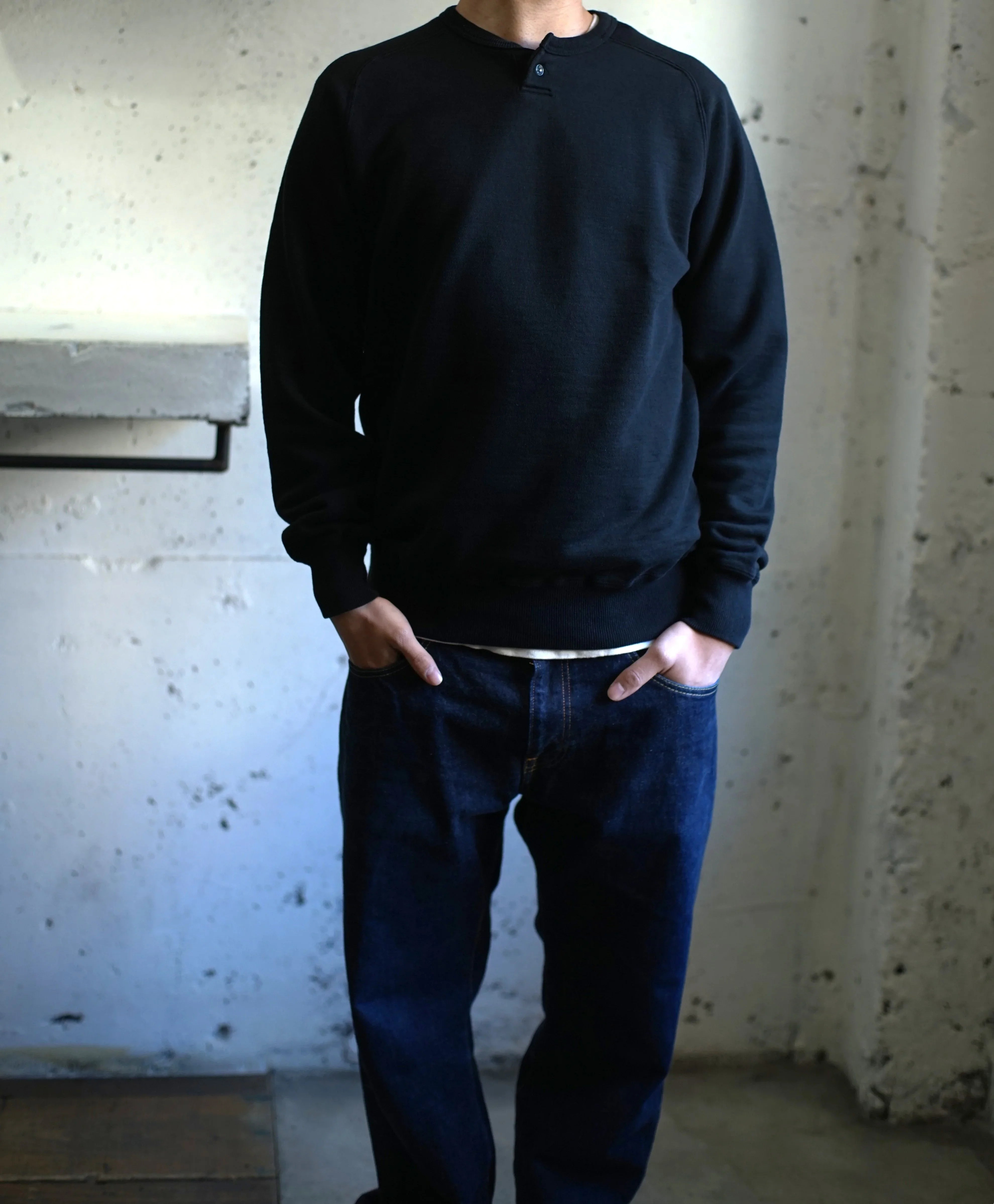 Cotton Rayon Freedom Henley Sweatshirt - DEVISE FACTORY