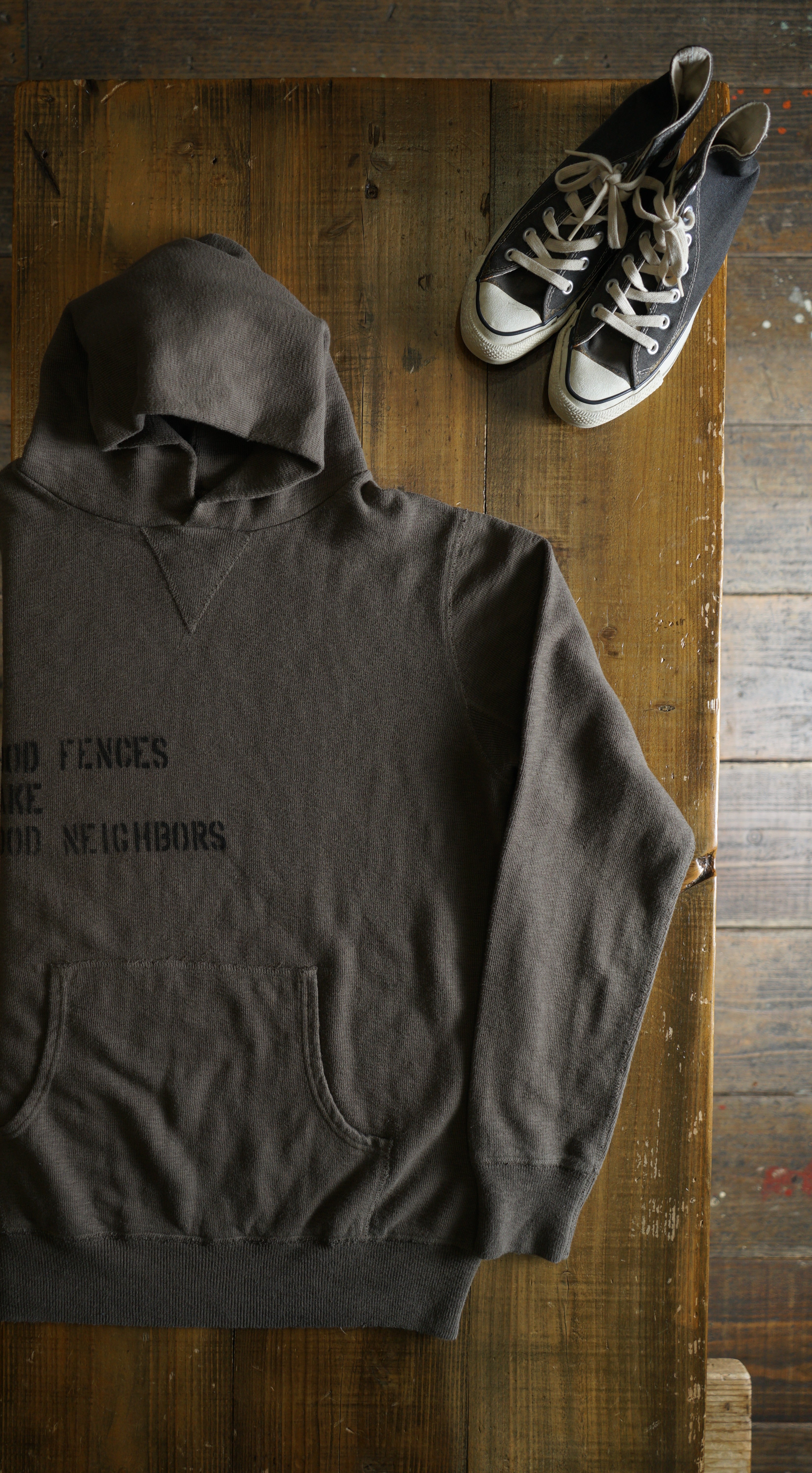 Cotton Relax Hoodie With Stencil Print - DEVISE FACTORY