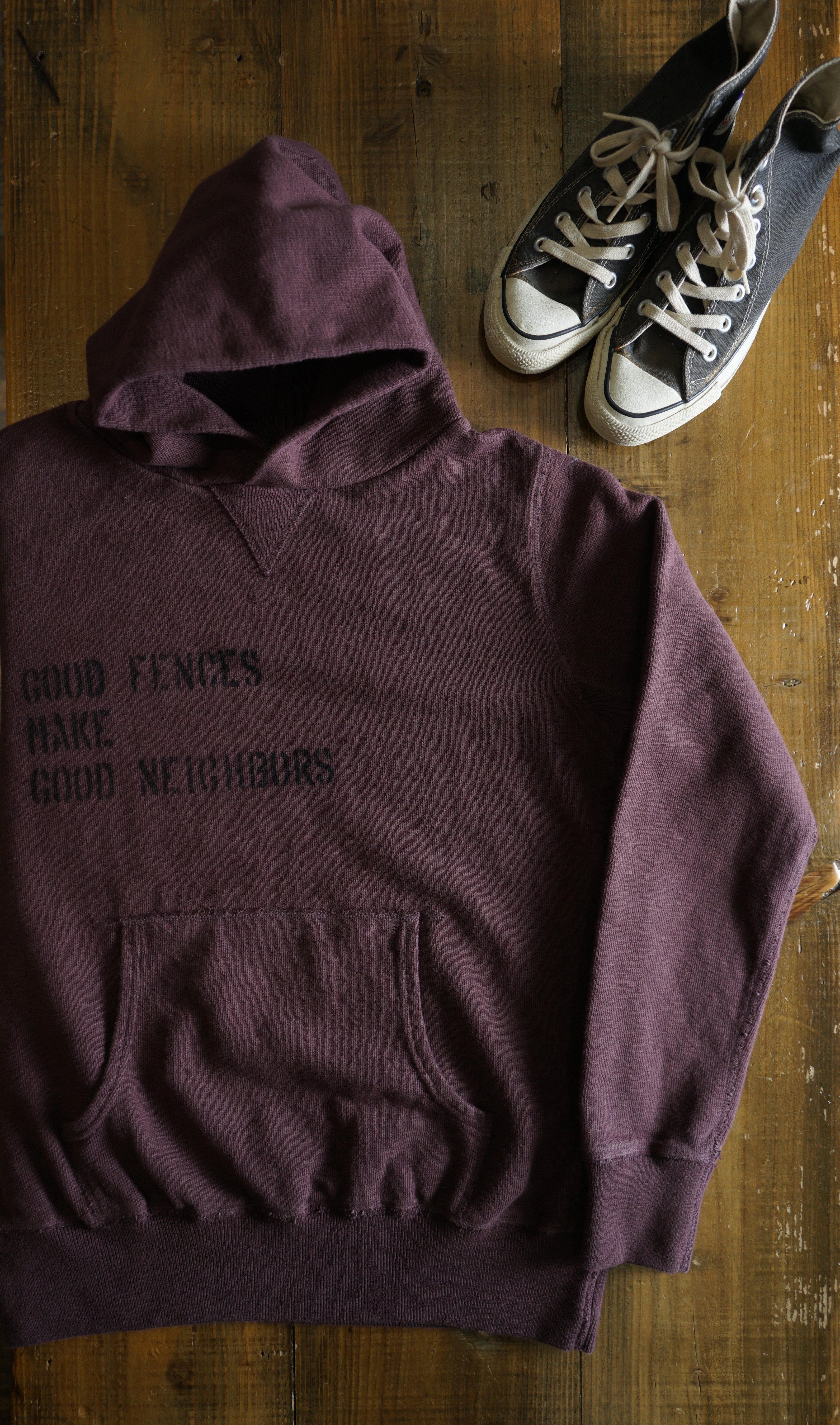 Cotton Relax Hoodie With Stencil Print - DEVISE FACTORY