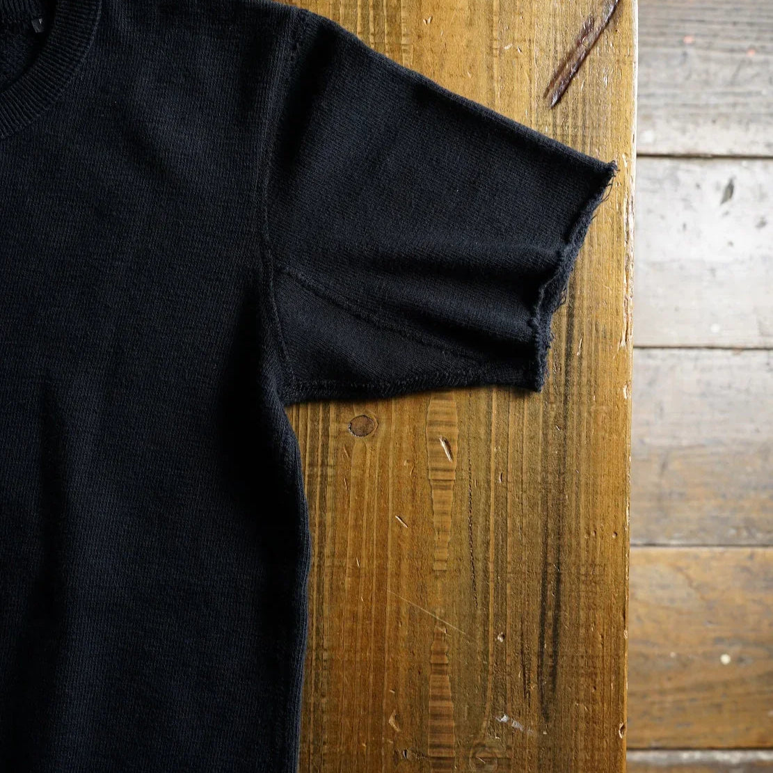 Cotton Cut Off  S/S Sweat Tshirt with label - DEVISE FACTORY