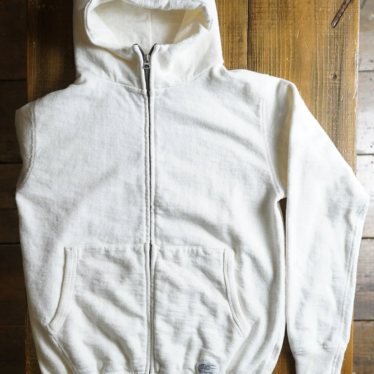 Cotton Zip Hoodie with Label & Print - DEVISE FACTORY