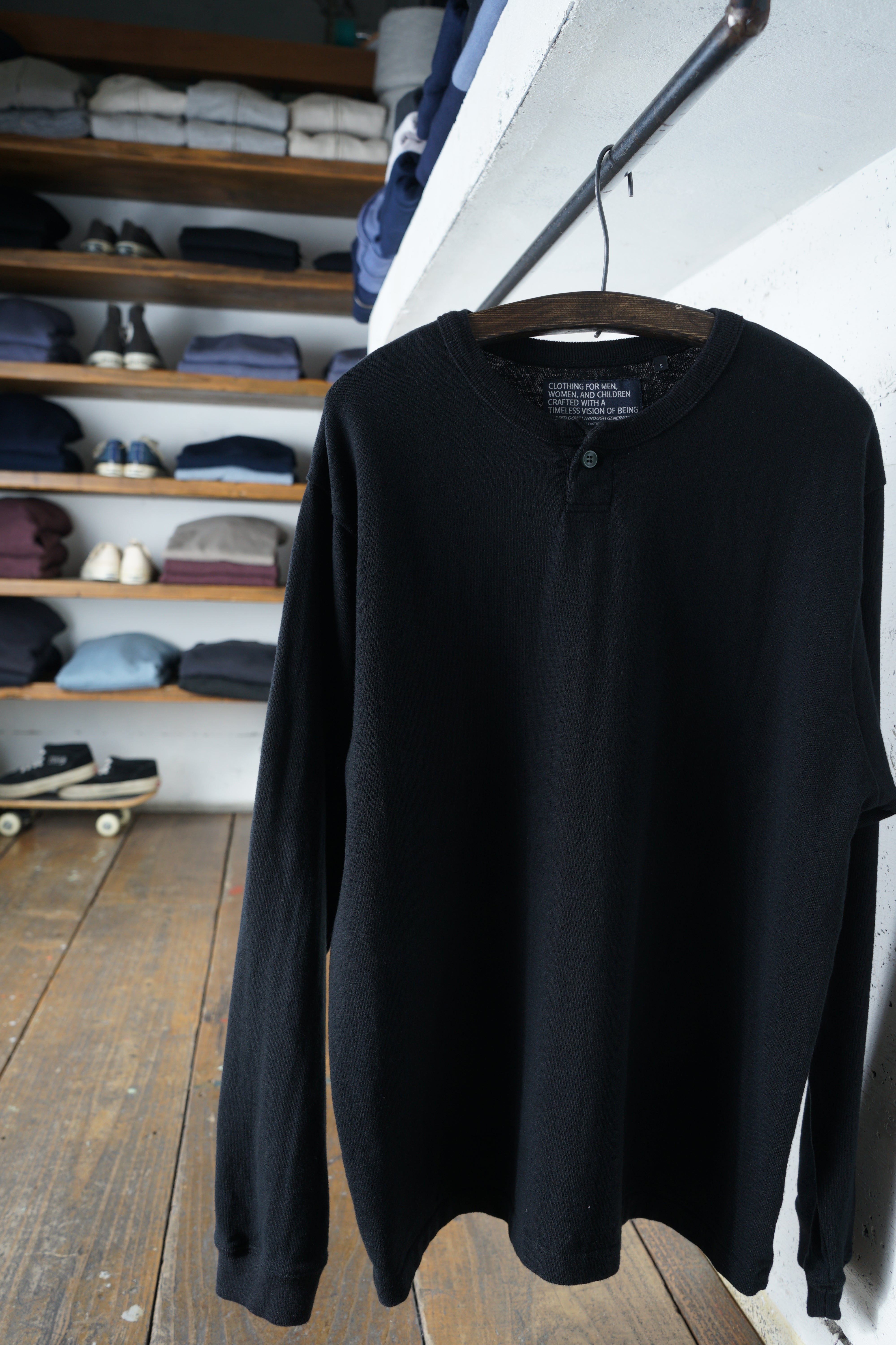 Cotton Relax Henley Long Sleeve Tshirt - DEVISE FACTORY