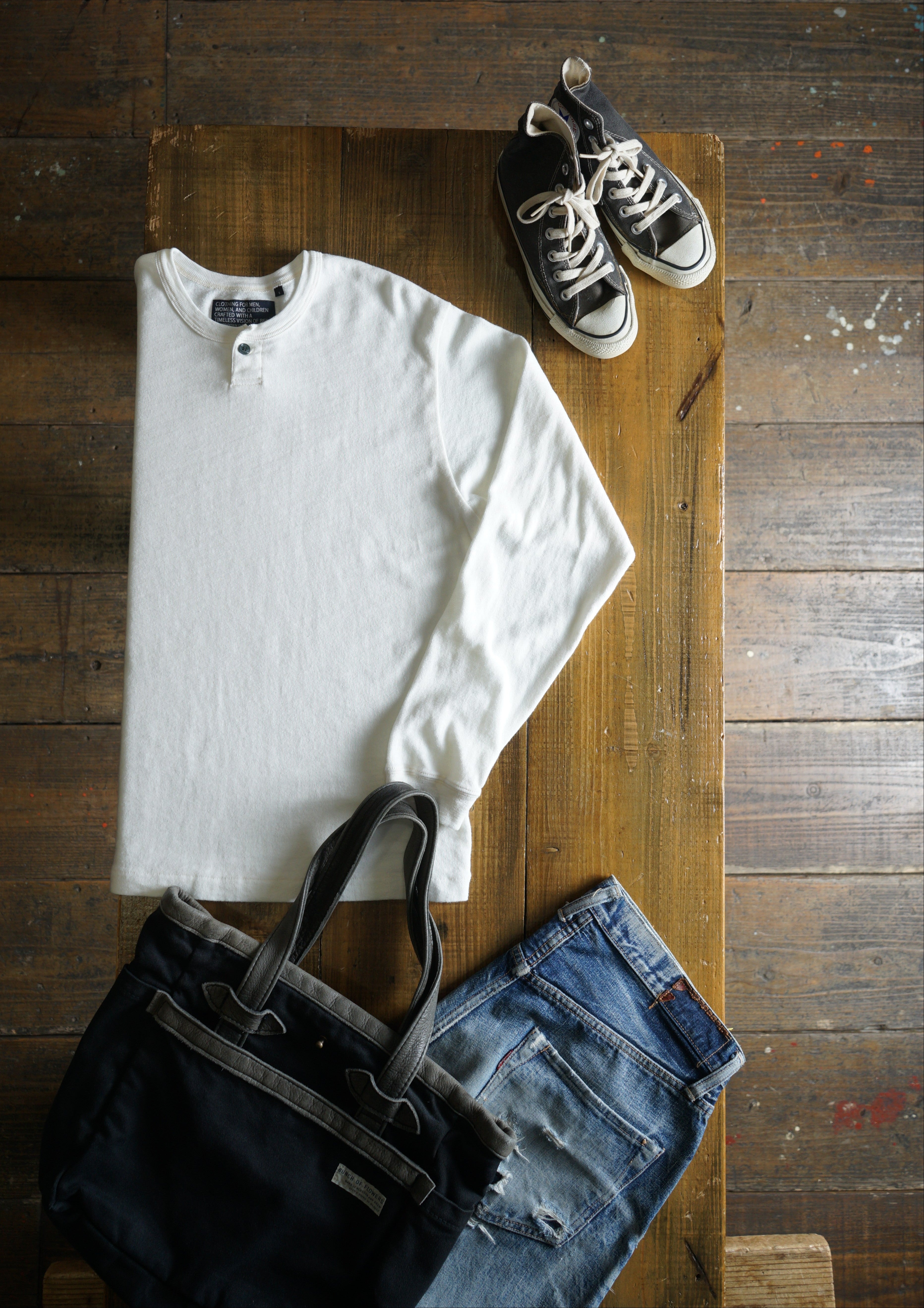 Cotton Relax Henley Long Sleeve Tshirt - DEVISE FACTORY