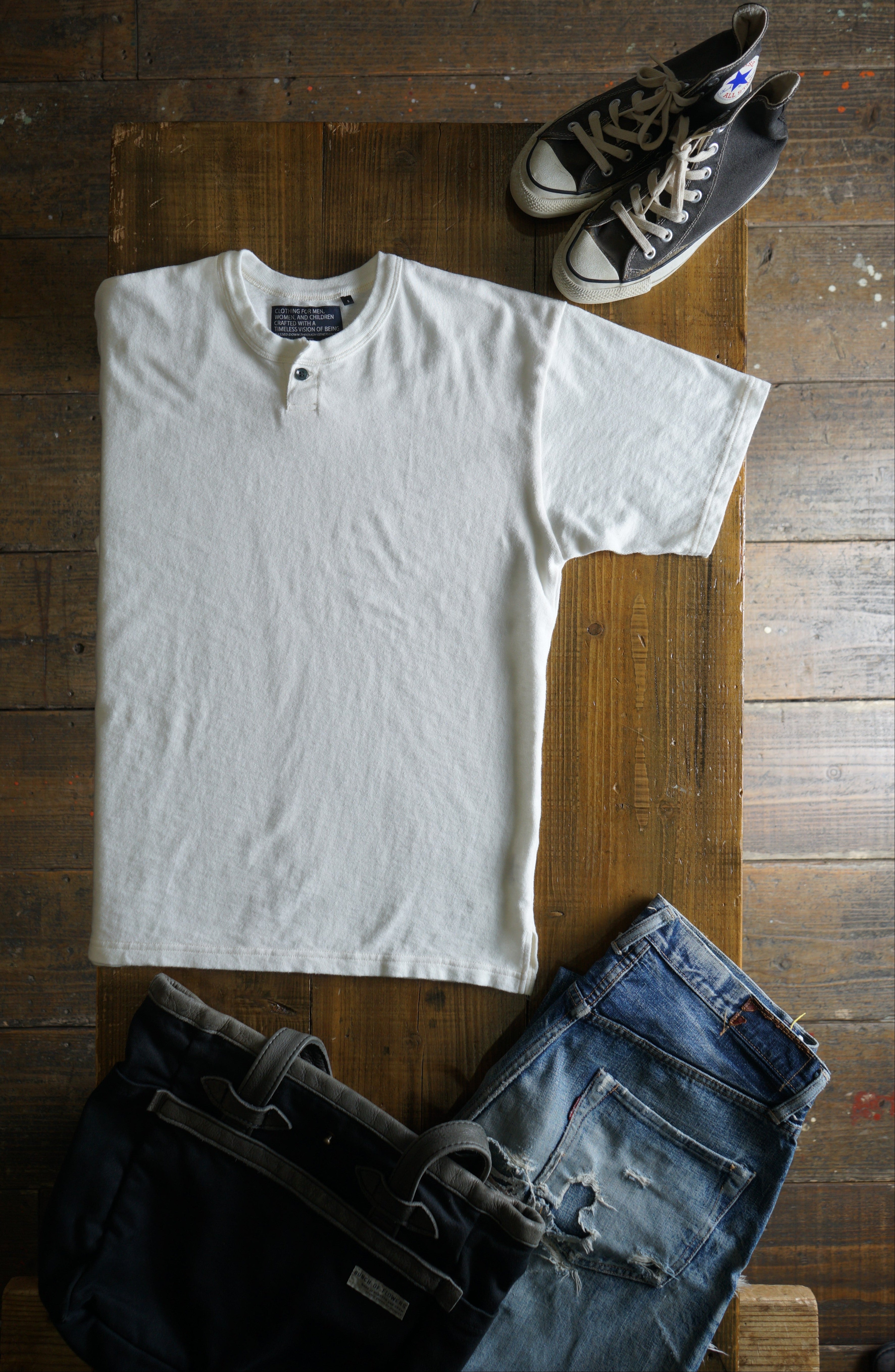 Cotton Wide Henley  Tshirt - DEVISE FACTORY