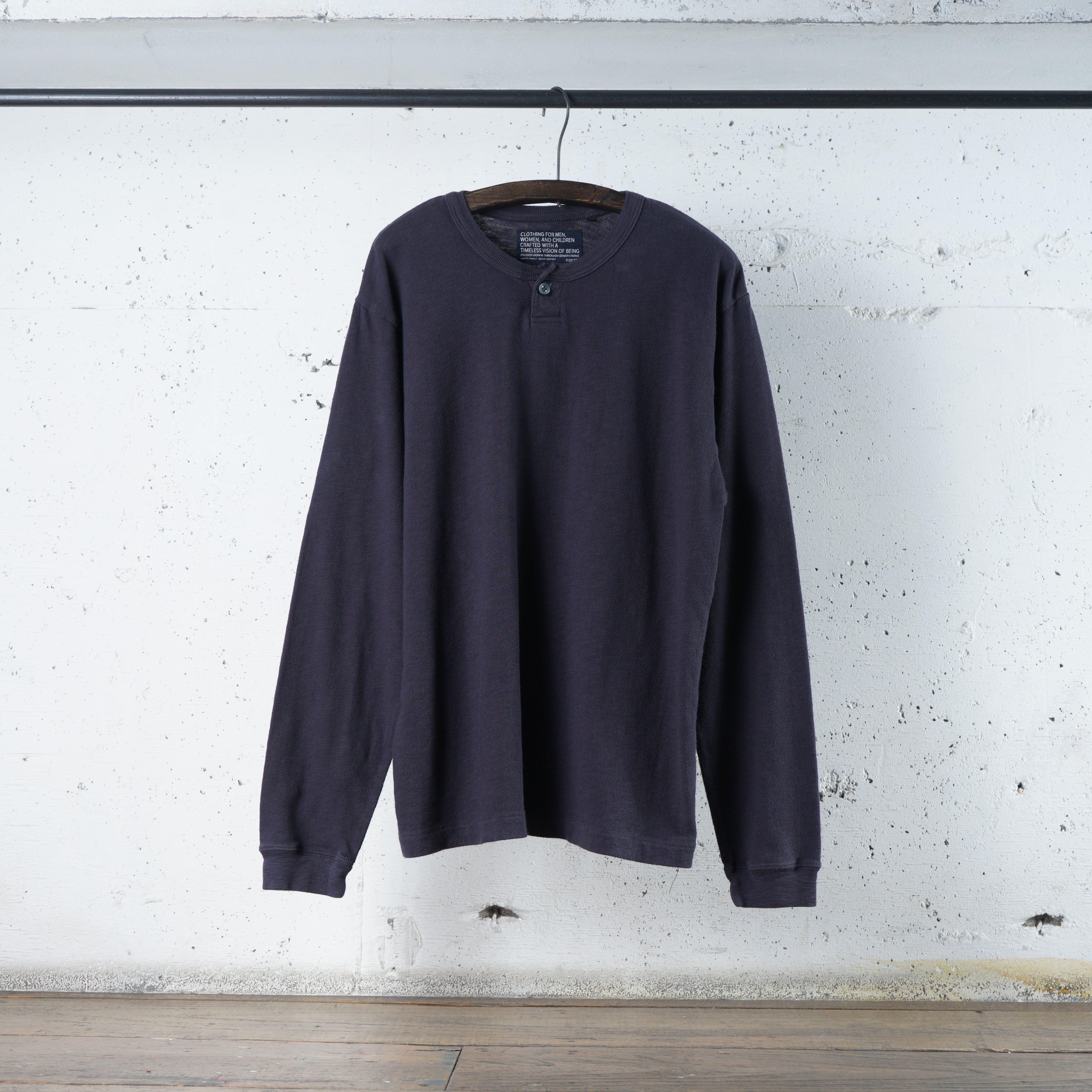 Cotton Relaxed Henley Long Sleeve Tshirt - DEVISE FACTORY