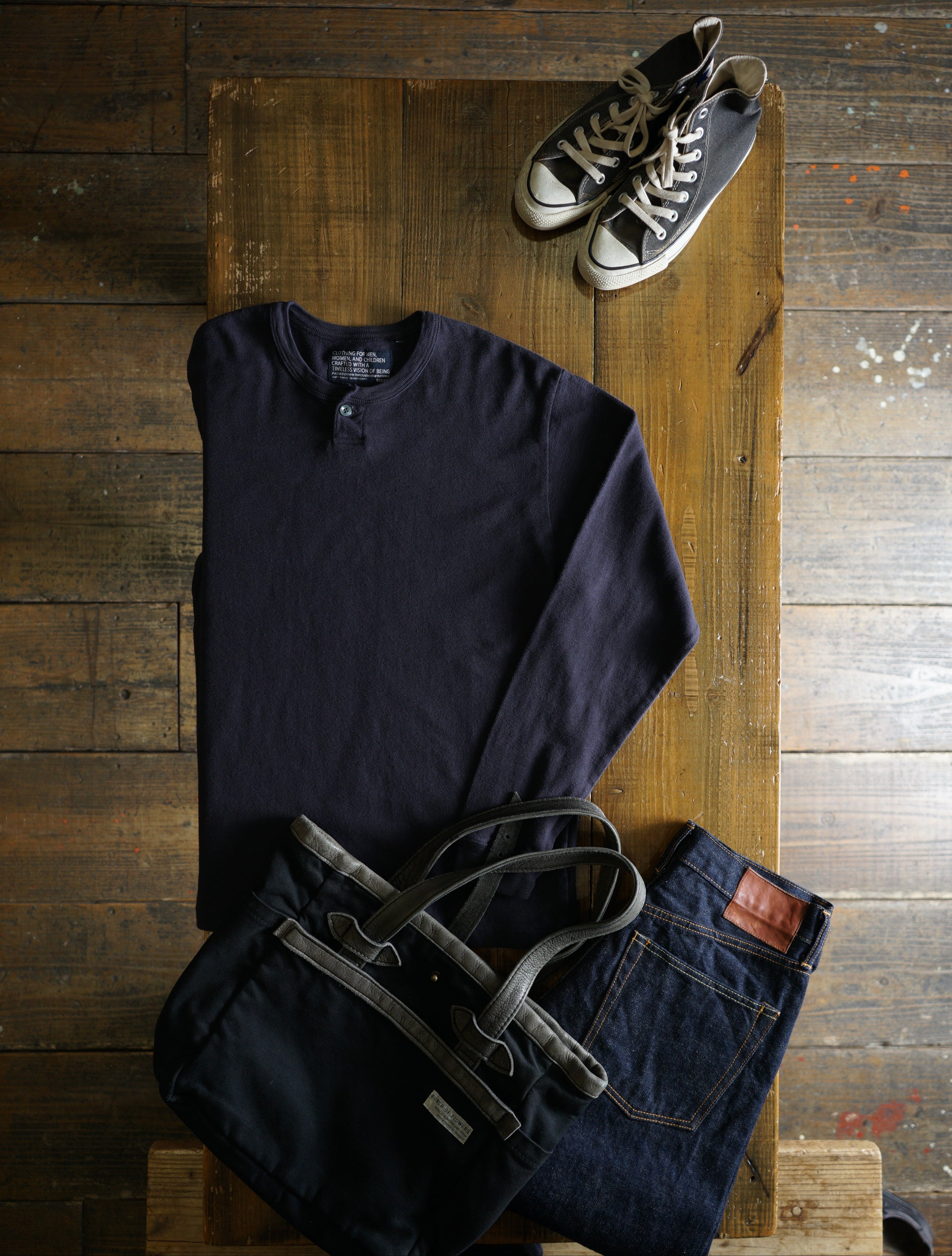 Cotton Relaxed Henley Long Sleeve Tshirt - DEVISE FACTORY