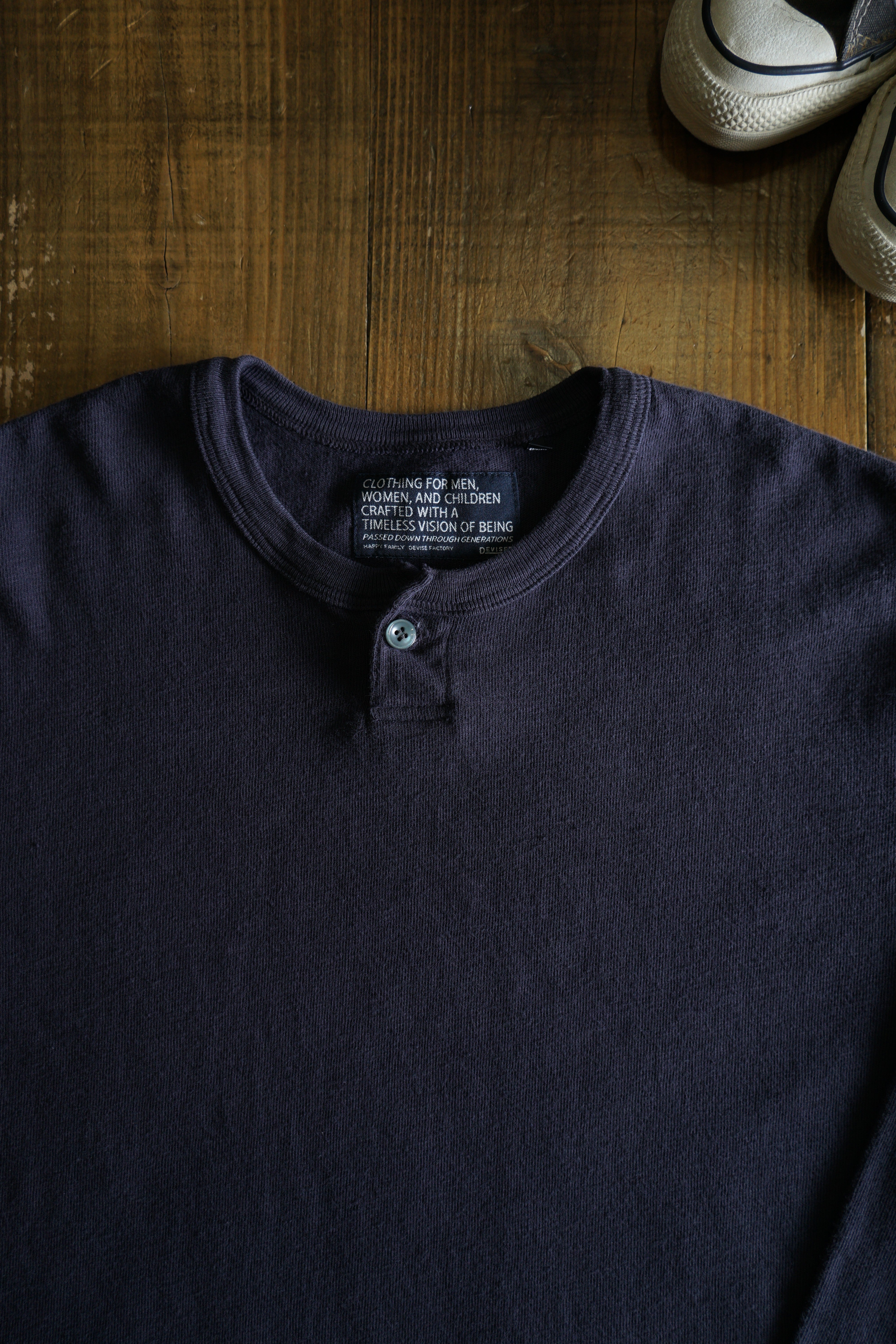 Cotton Relaxed Henley Long Sleeve Tshirt - DEVISE FACTORY