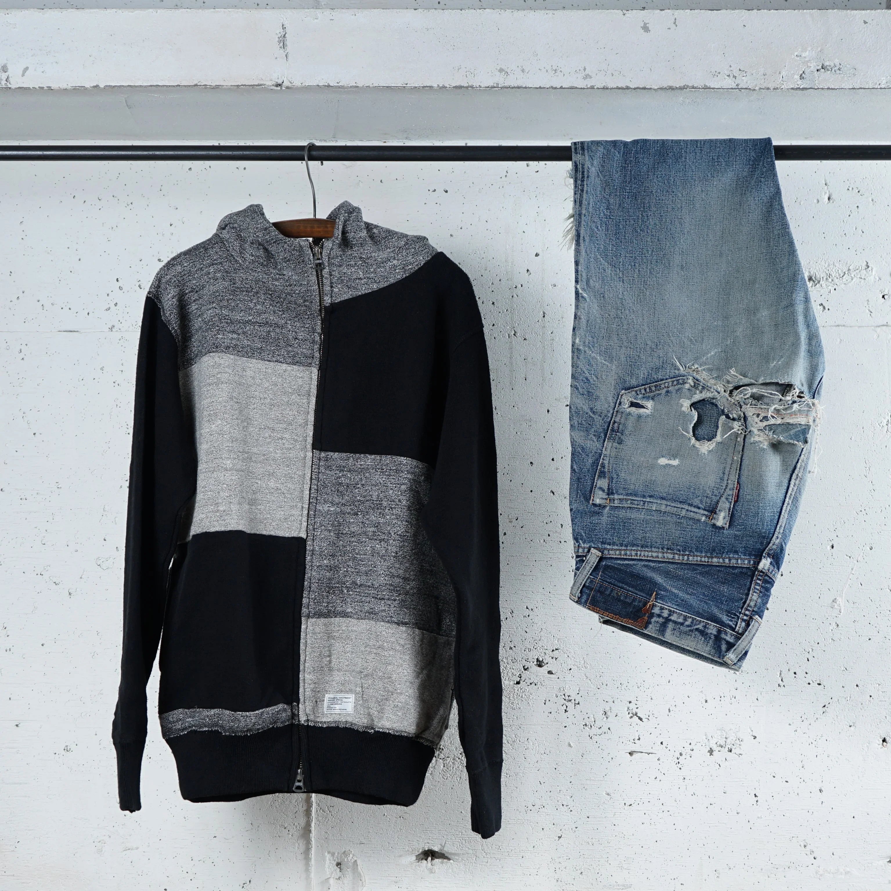Cotton Patch Work Zip Hoodie - DEVISE FACTORY