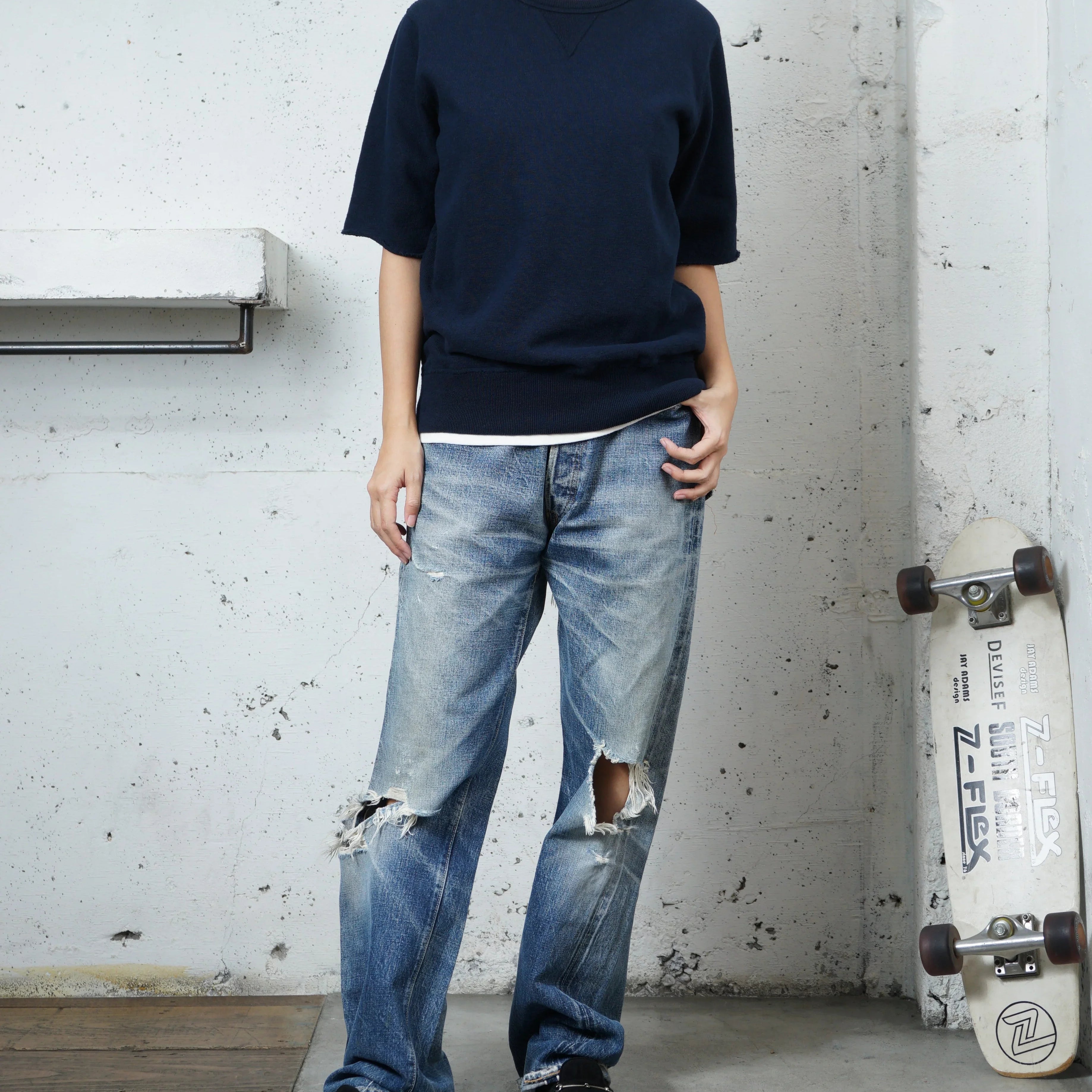 Cotton Relaxed Cut Off Sweat Tshirt - DEVISE FACTORY