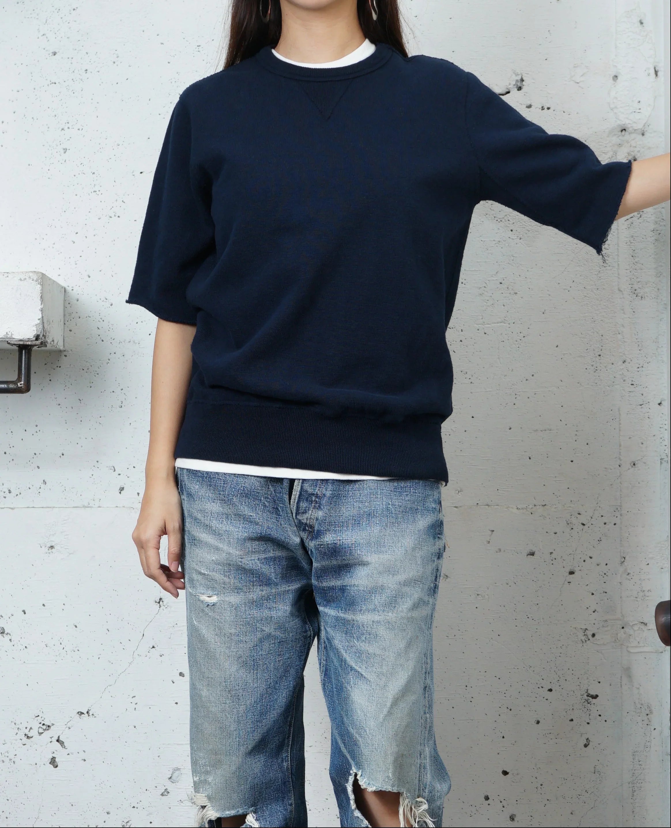 Cotton Relaxed Cut Off Sweat Tshirt - DEVISE FACTORY
