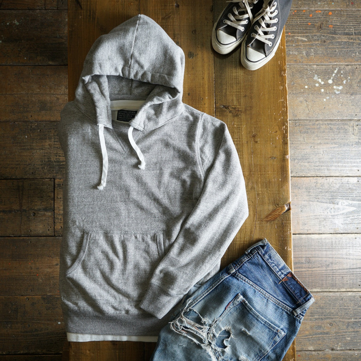Cotton Relaxed After-Hood Sweatshirt (Melange) - DEVISE FACTORY