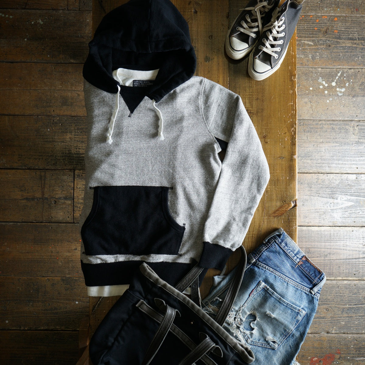 Cotton Relaxed After-Hood Sweatshirt (Melange) - DEVISE FACTORY