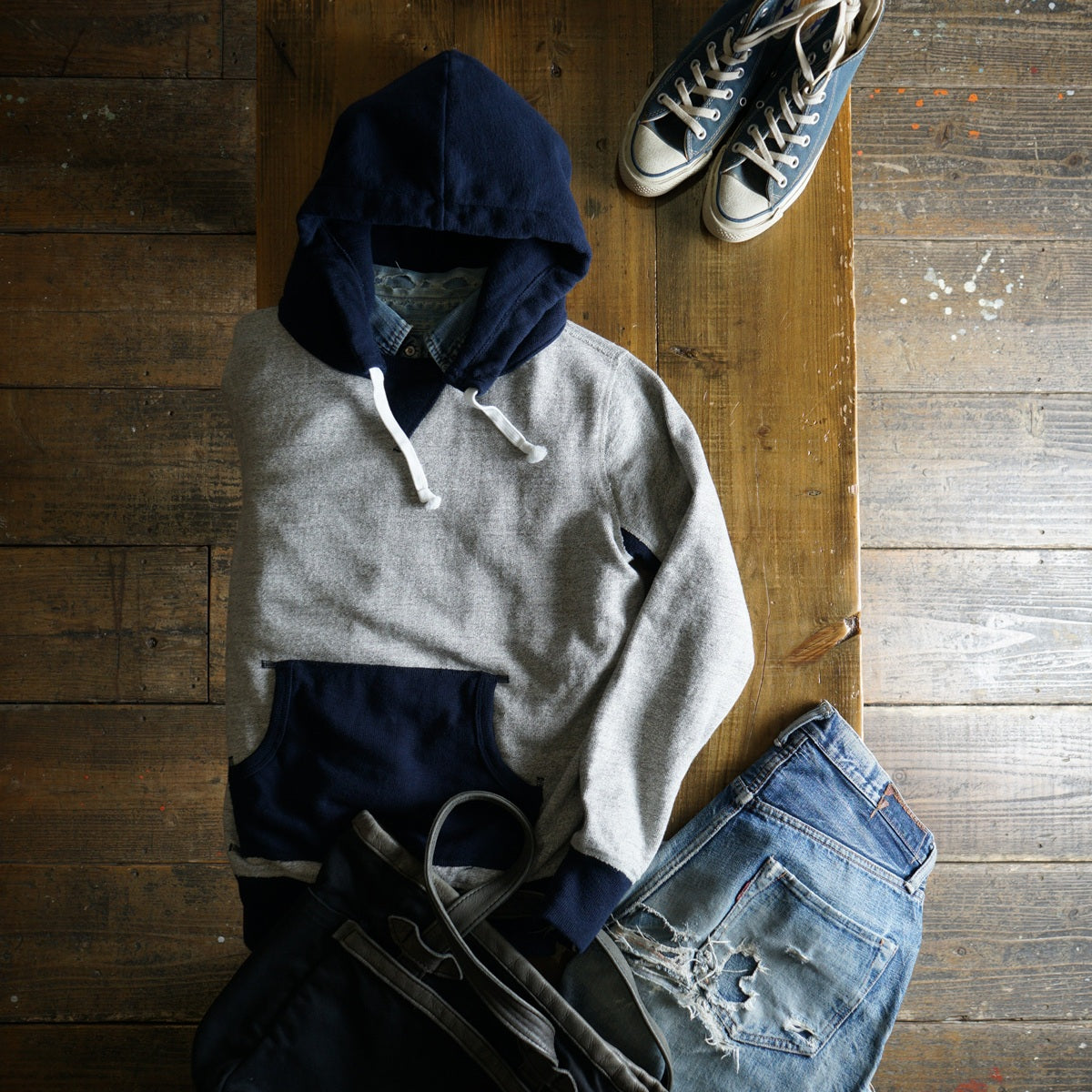 Cotton Relaxed After-Hood Sweatshirt (Melange) - DEVISE FACTORY