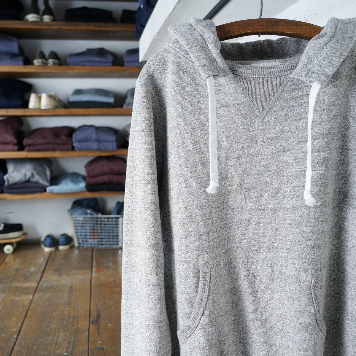 Cotton Relaxed After-Hood Sweatshirt (Melange) - DEVISE FACTORY