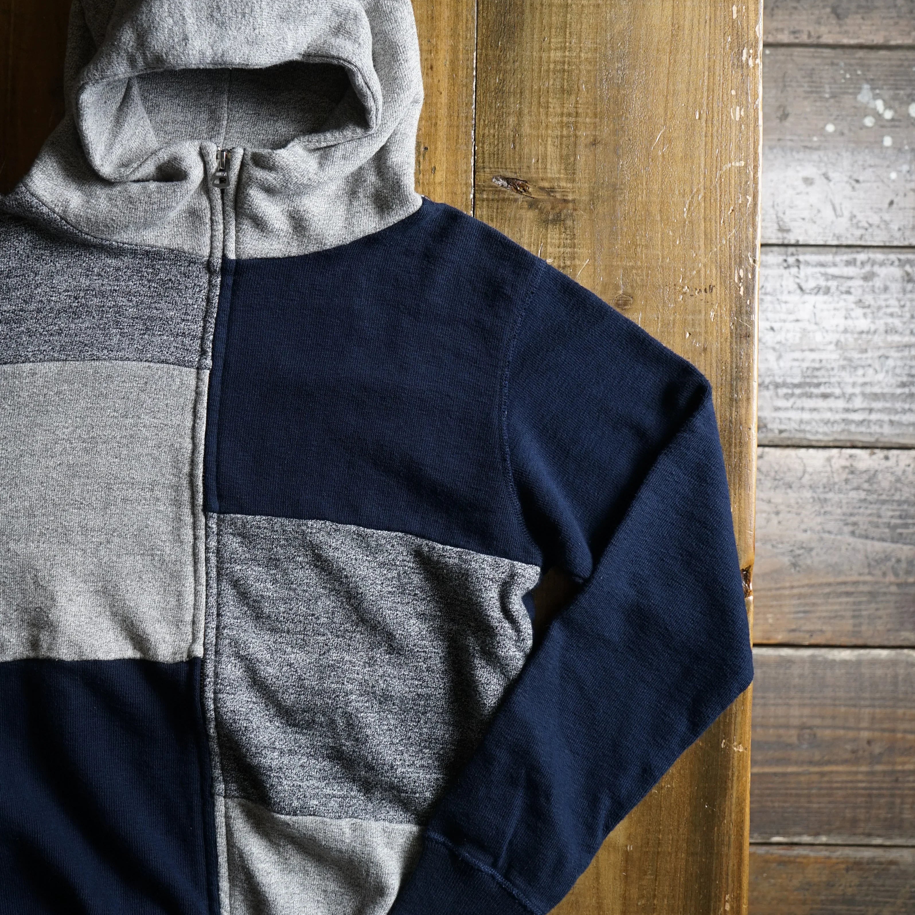 Cotton Patch Work Zip Hoodie - DEVISE FACTORY