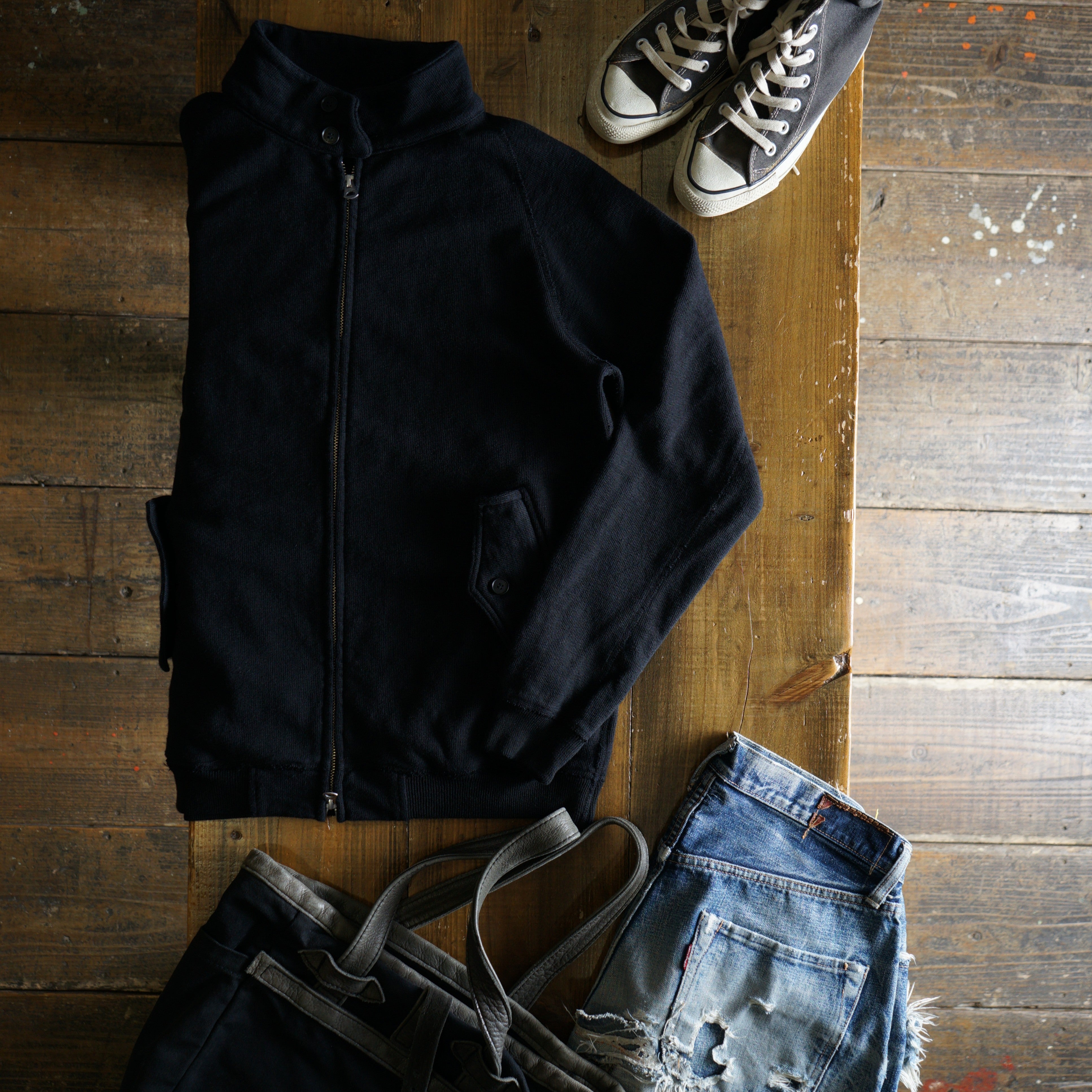 Cotton Relaxed Zip Blouson - DEVISE FACTORY