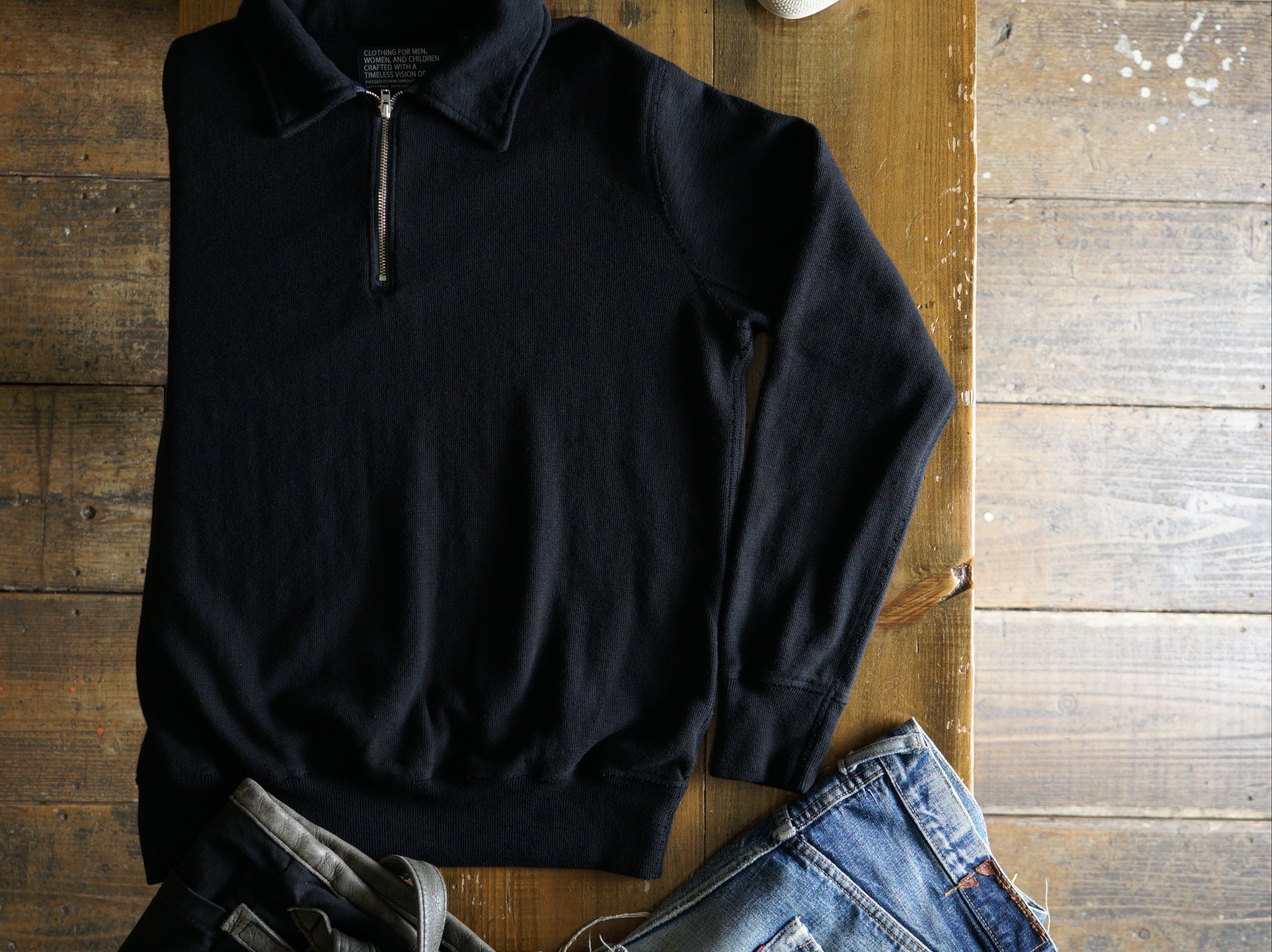Cotton Relaxed Half-Zip Sweatshirt - DEVISE FACTORY