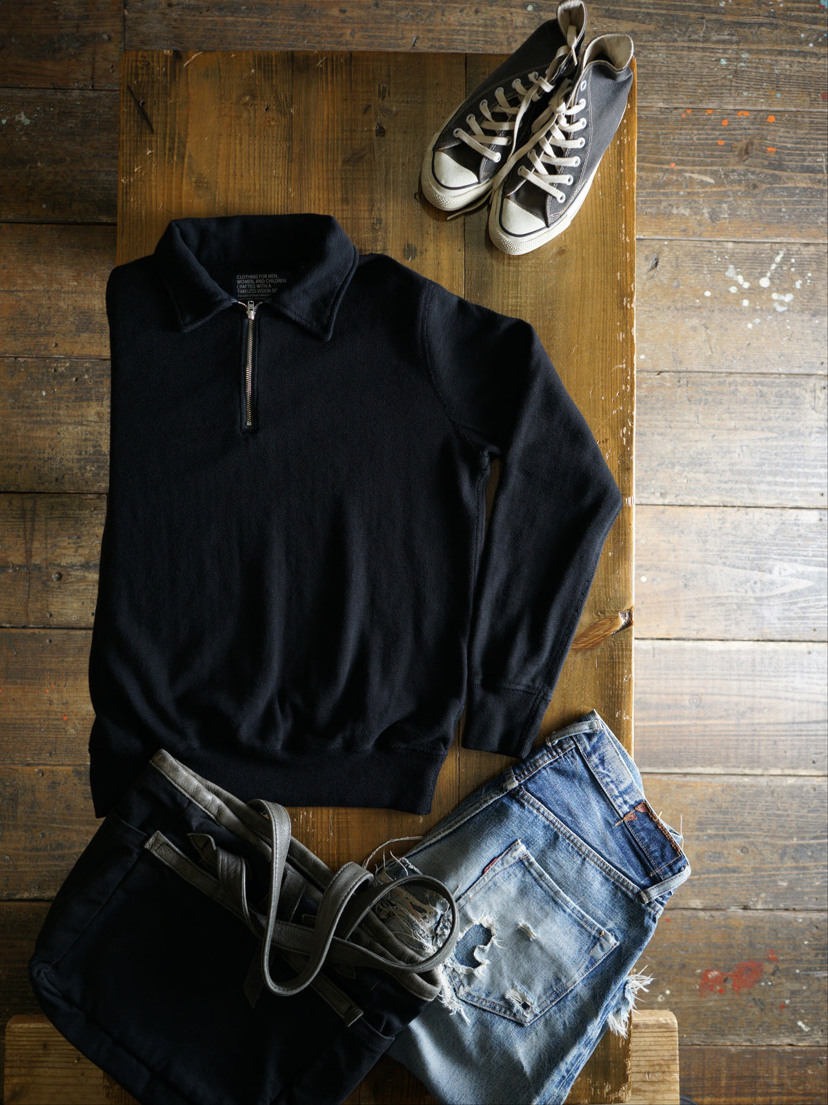 Cotton Relaxed Half-Zip Sweatshirt - DEVISE FACTORY
