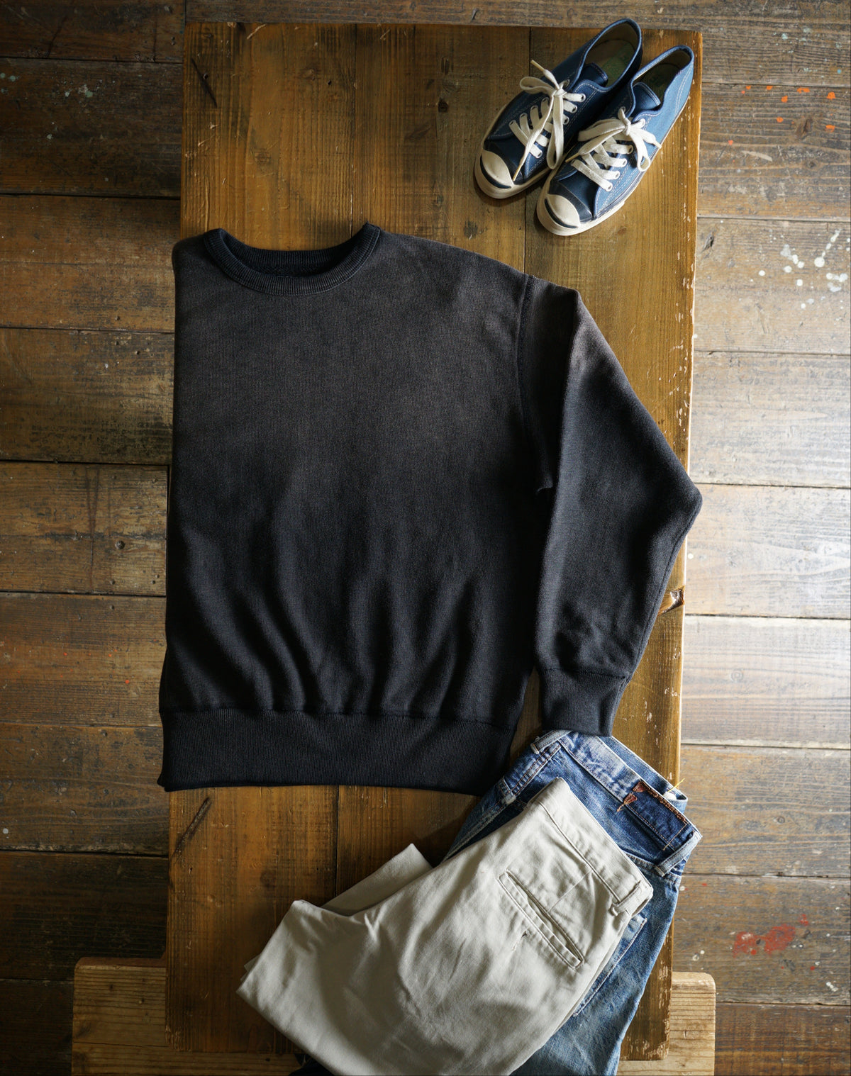 Cotton Wide Aged Sweatshirt - DEVISE FACTORY