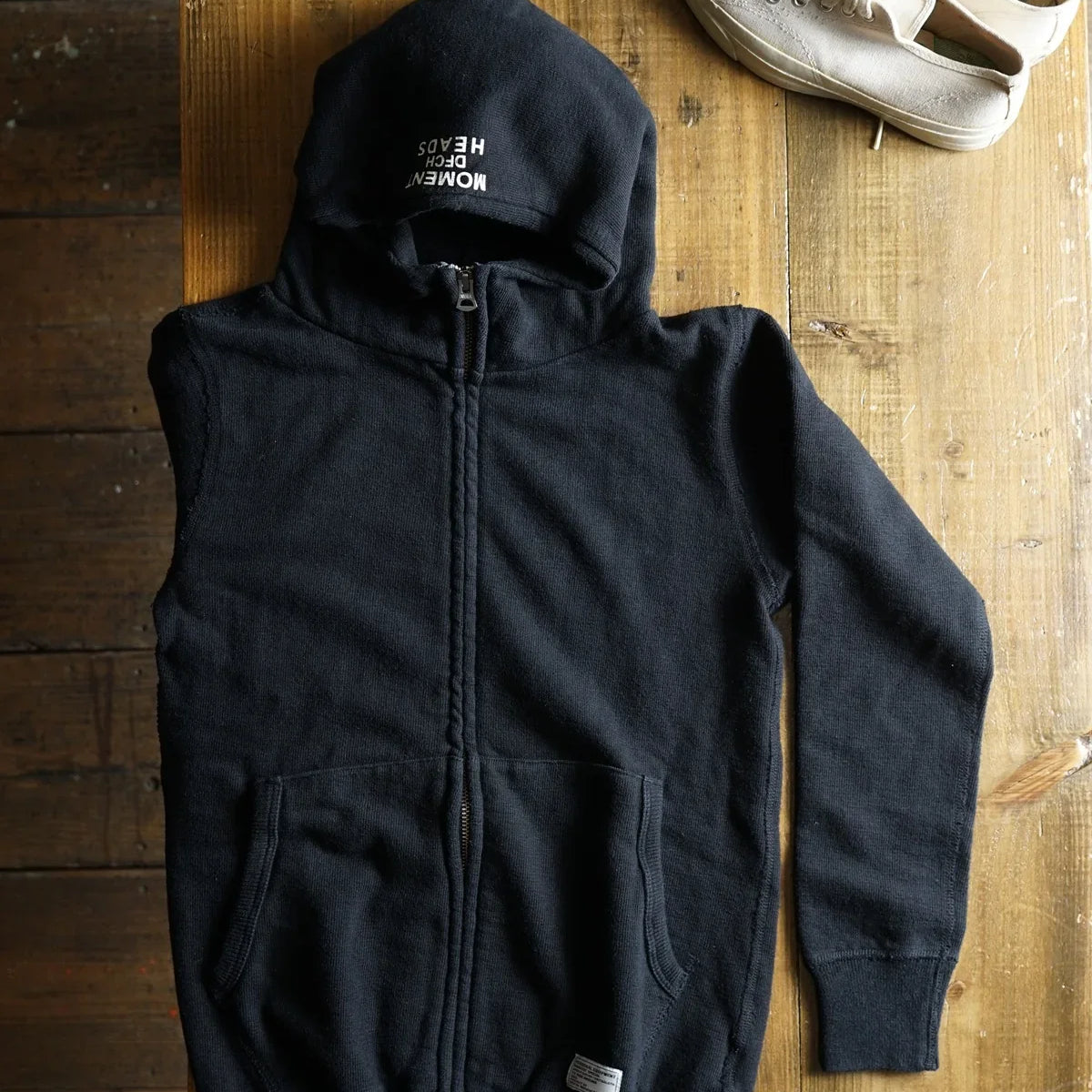 Cotton Zip Hoodie with Label & Print - DEVISE FACTORY