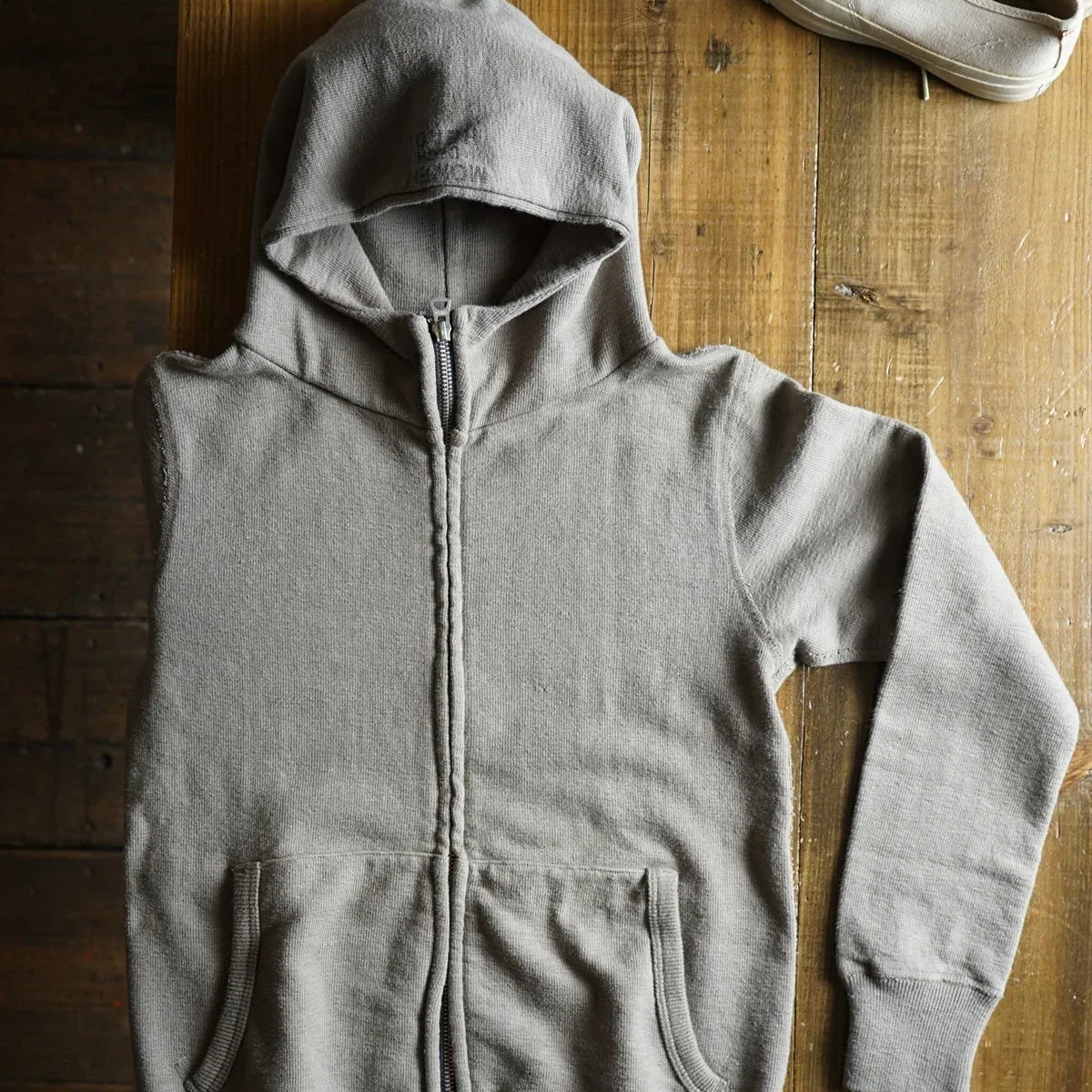 Cotton Zip Hoodie with Label & Print - DEVISE FACTORY
