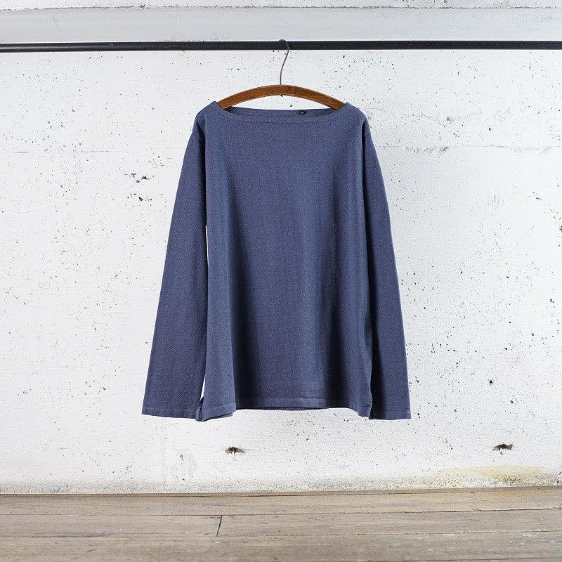 Cotton Rayon Relax Boat Neck Long Sleeve Tshirt - DEVISE FACTORY