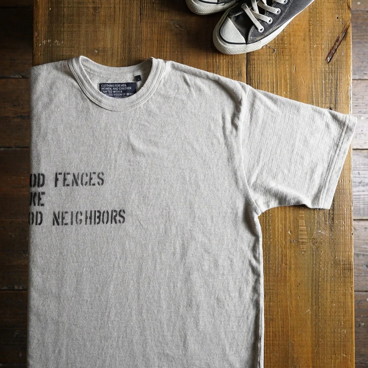 Cotton Wide Tshirt With Stencil Print - DEVISE FACTORY