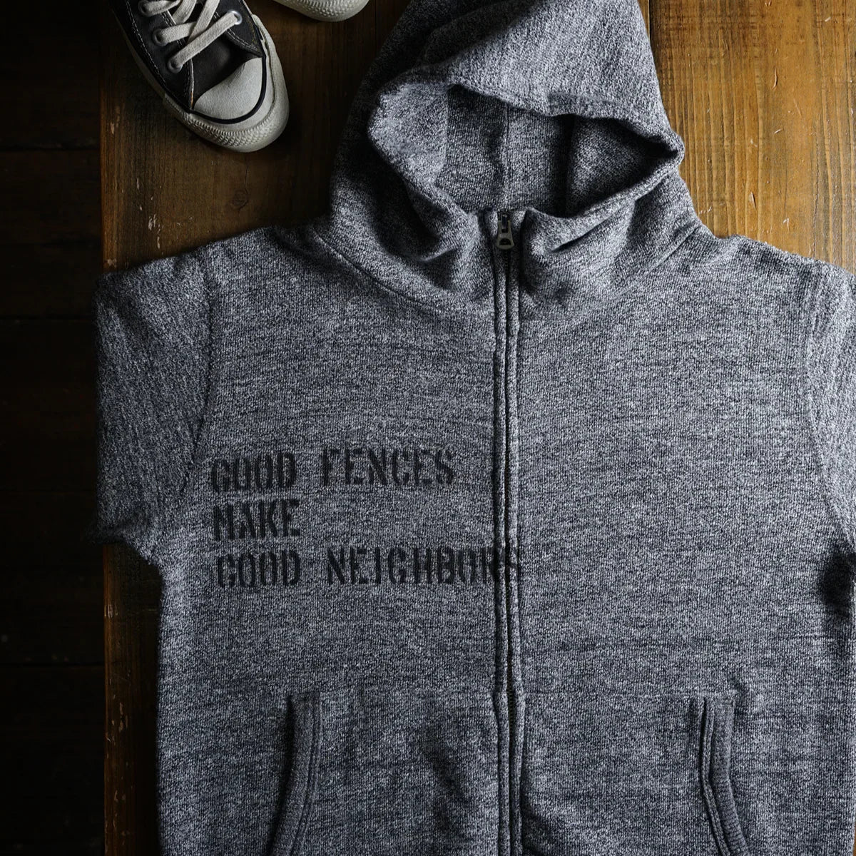Cotton Zip Hoodie with Stencil Print - DEVISE FACTORY