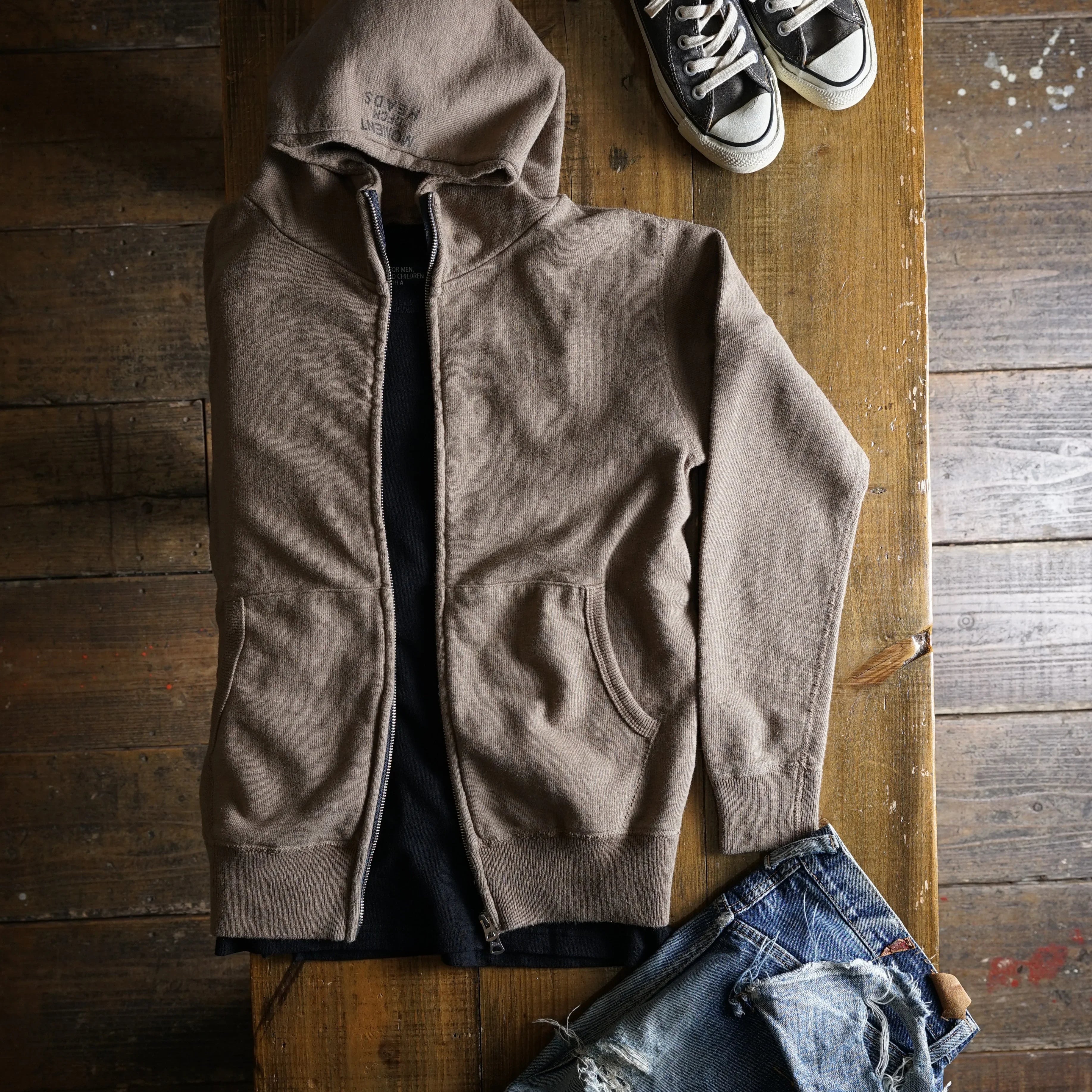 Cotton Zip Hoodie with Print - DEVISE FACTORY