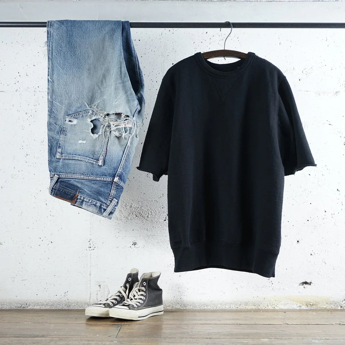 Cotton Relax Cut Off Sweat Tshirt - DEVISE FACTORY