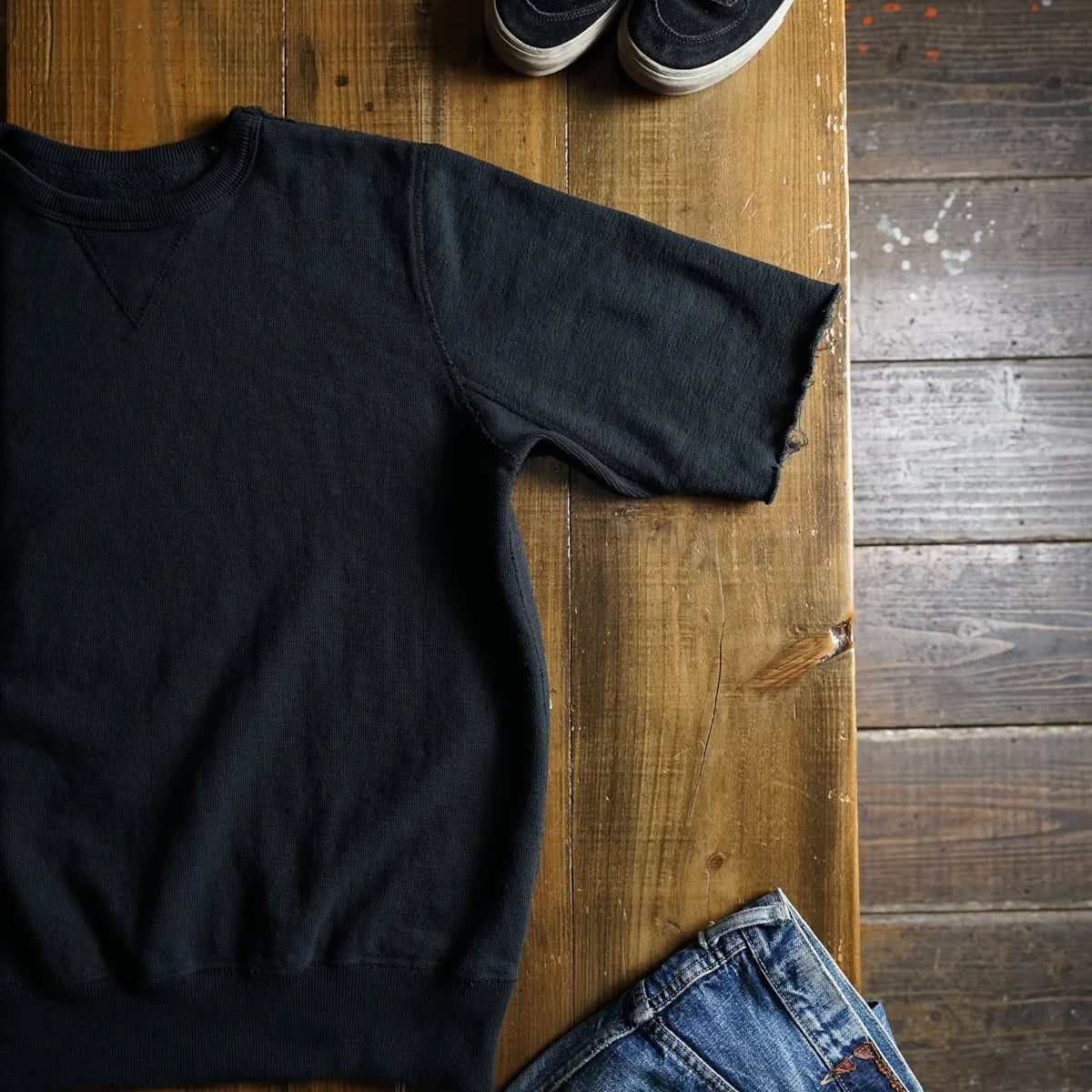 Cotton Relax Cut Off Sweat Tshirt - DEVISE FACTORY