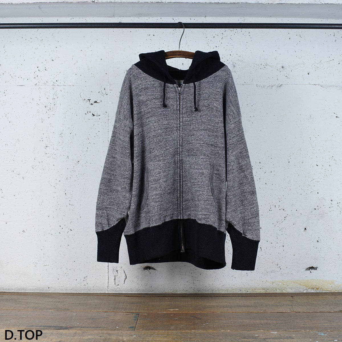 cotton wide zip hoodie