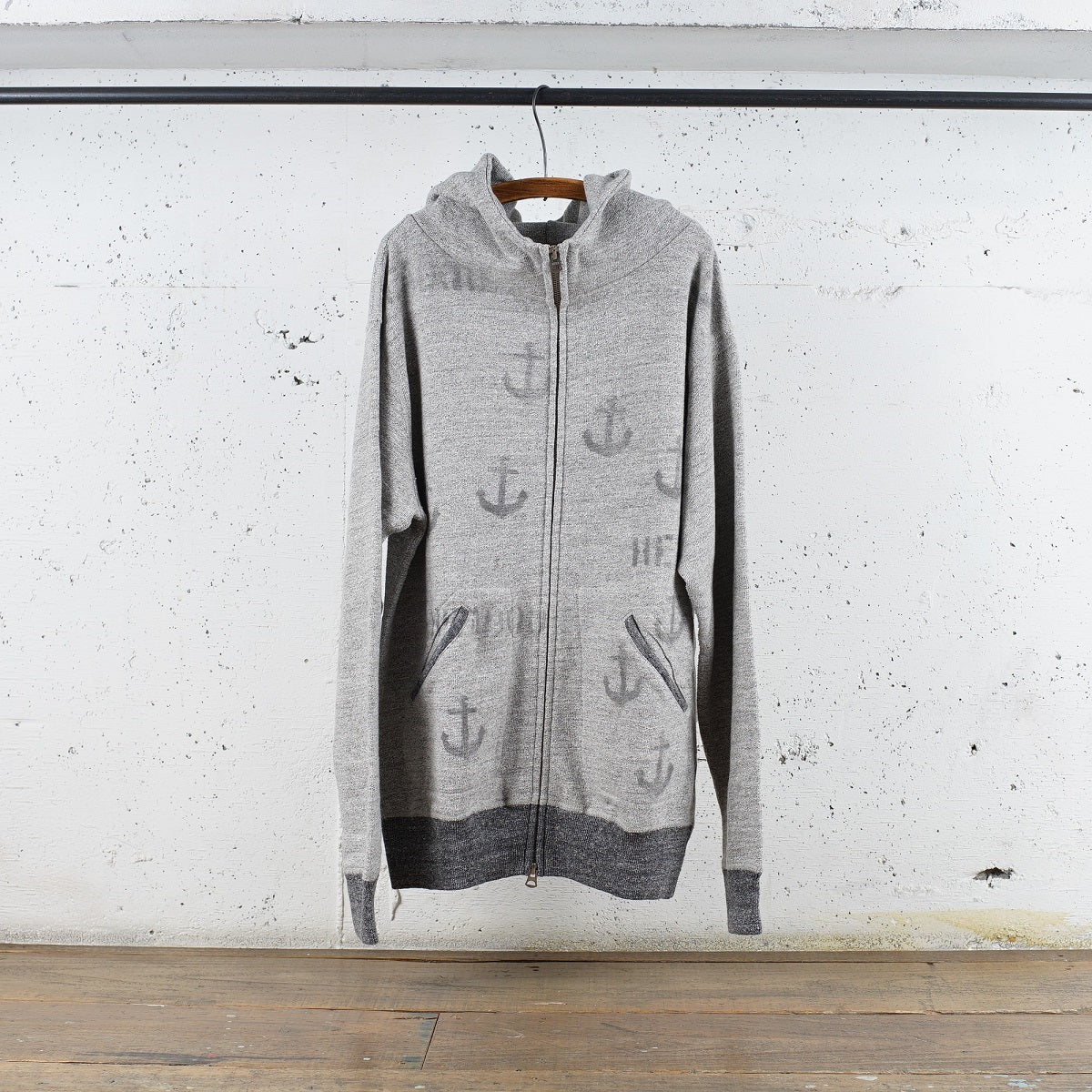 cotton print zip hoodie
